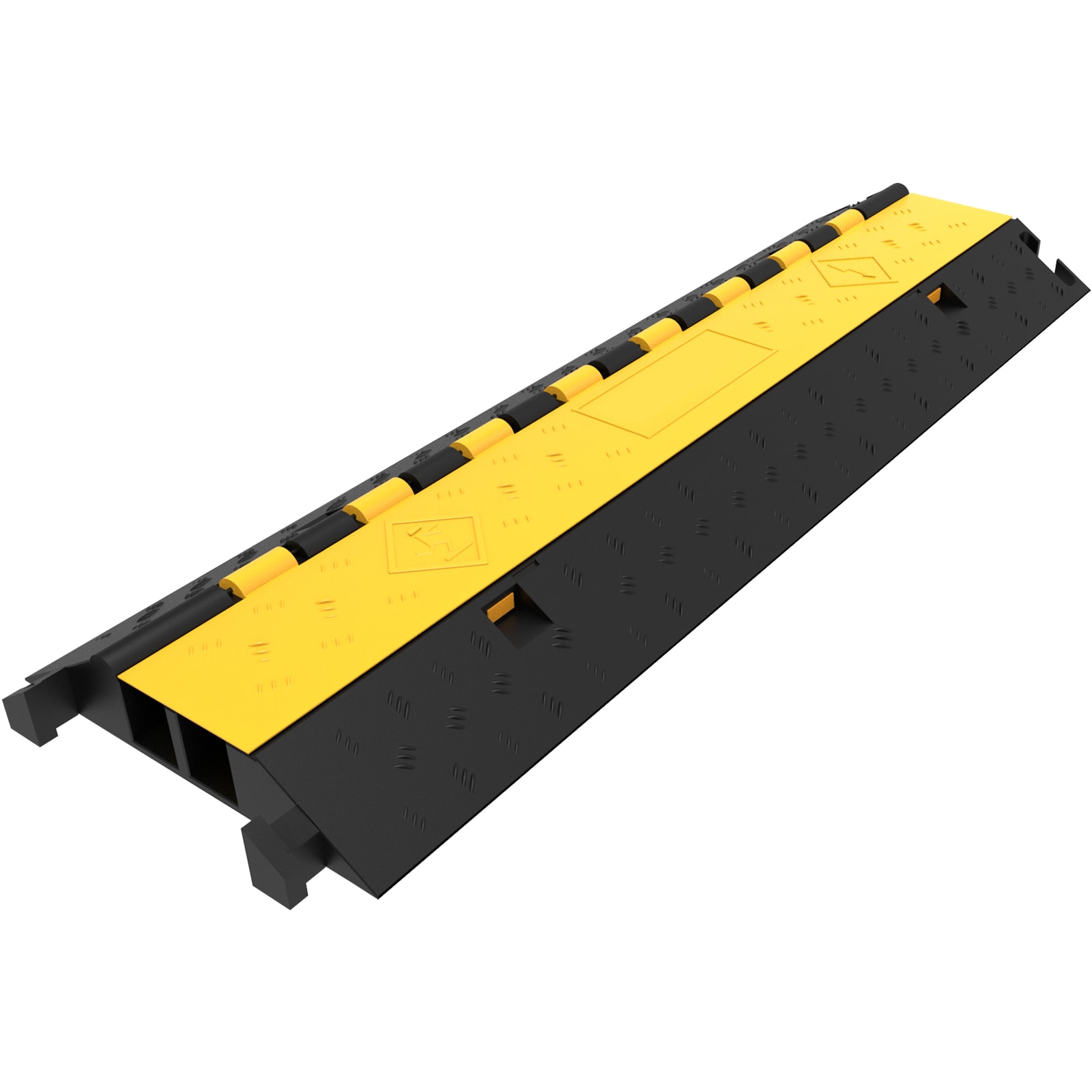 Mecale 5-Pack 2-Channel Rubber Floor Cord Cover 66000-lb Cable Protector Ramp Black and Yellow