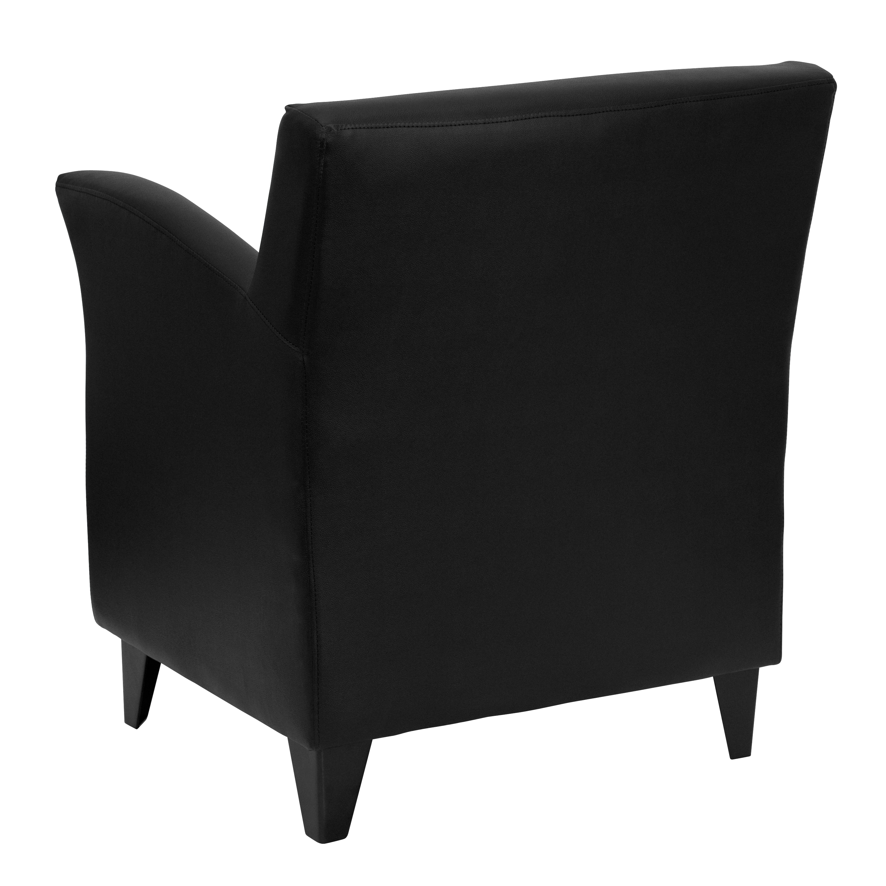 Elegant Black LeatherSoft Lounge Chair with Metal Flared Arms
