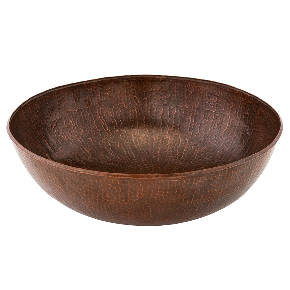 17" Large Round Oil Rubbed Bronze Hammered Copper Sink