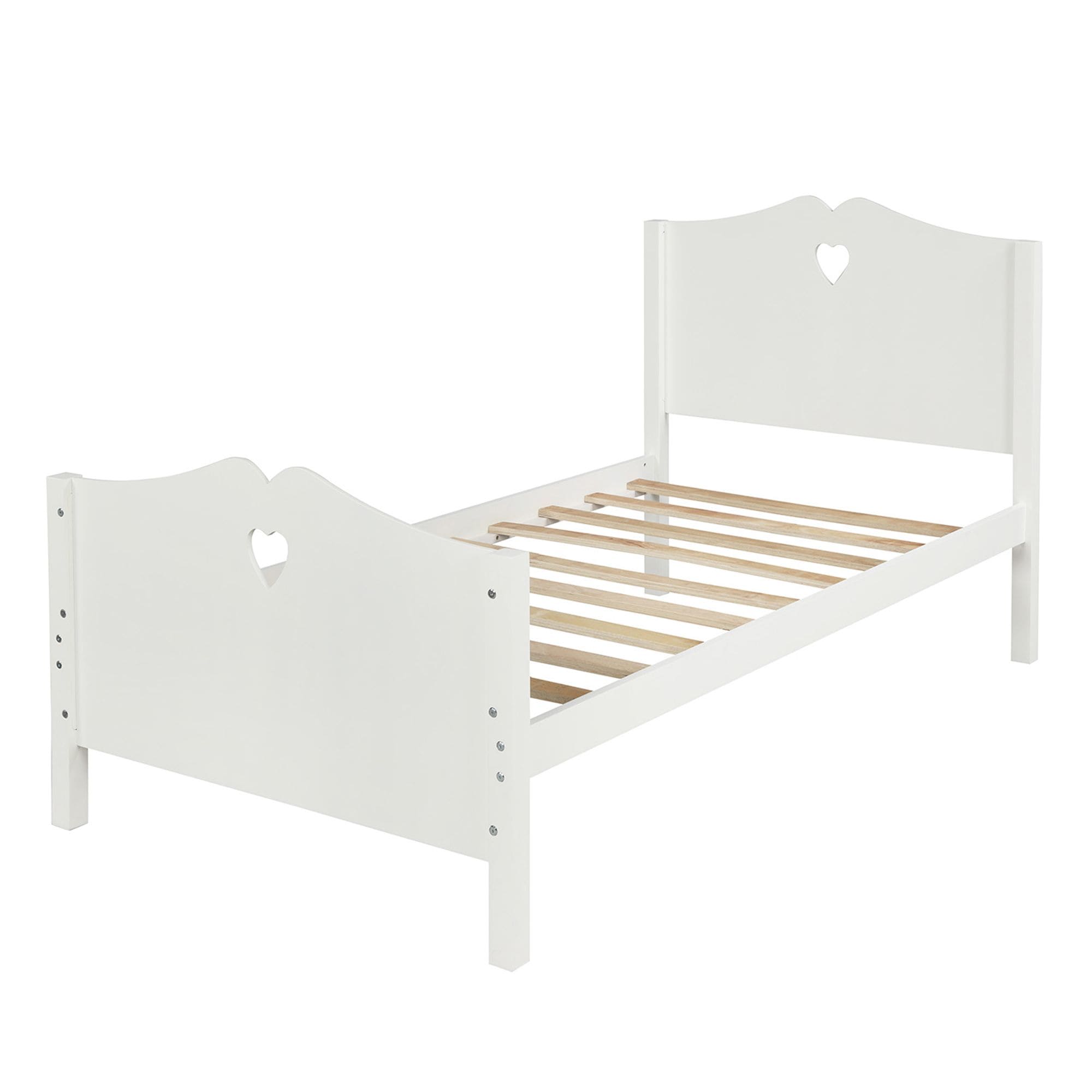 Yiekholo LL-W-0098AAK White Twin Wood Platform Bed