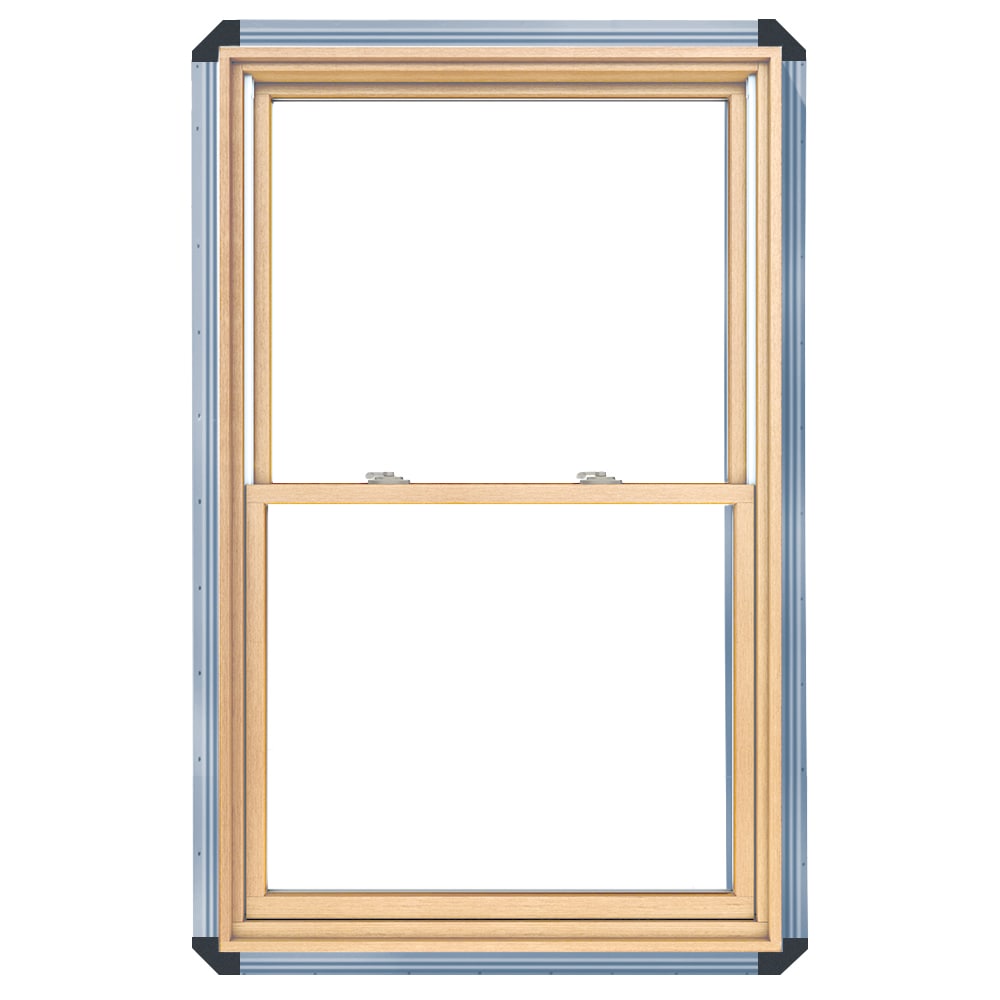Pella 1000007128 Lifestyle 31-1/2-in x 37-1/2-in White EnduraClad Unfinished pine Wood New construction Double Hung Window Low-E argon Double Pane Glass