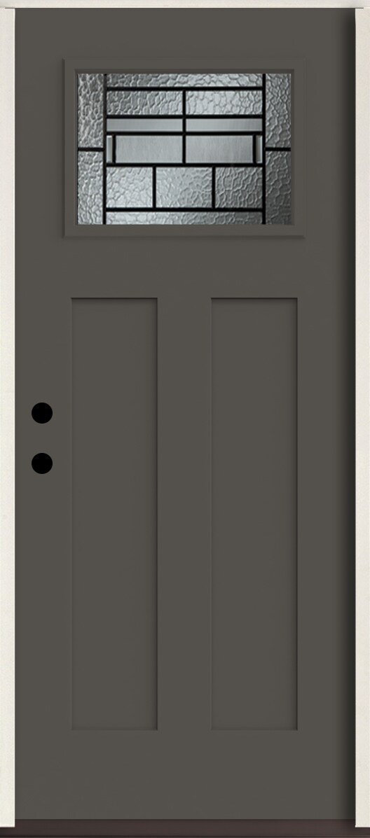 RELIABILT LO963771 Pembrook 36-in x 80-in x 4-5/8-in Fiberglass Craftsman Right-hand inswing Thunder Gray Paint Painted Prehung Front Door Insulating core