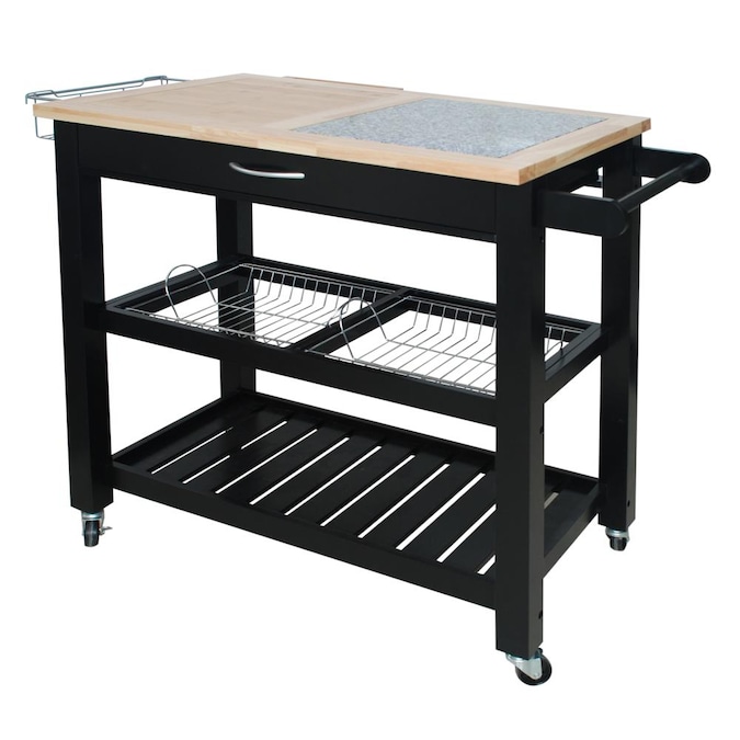 Home Basics Granite Top Rolling Kitchen Trolley in the Kitchen ...