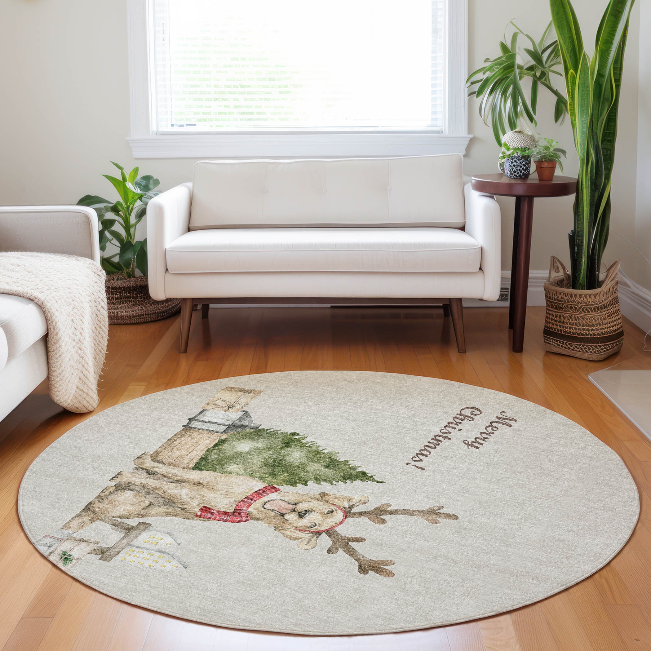Addison Rugs AMF219TA8RO Mayfield AMF219TA 8 x 8 (ft) Loomed Polyester Taupe Round Indoor Abstract Machine washable Area rug