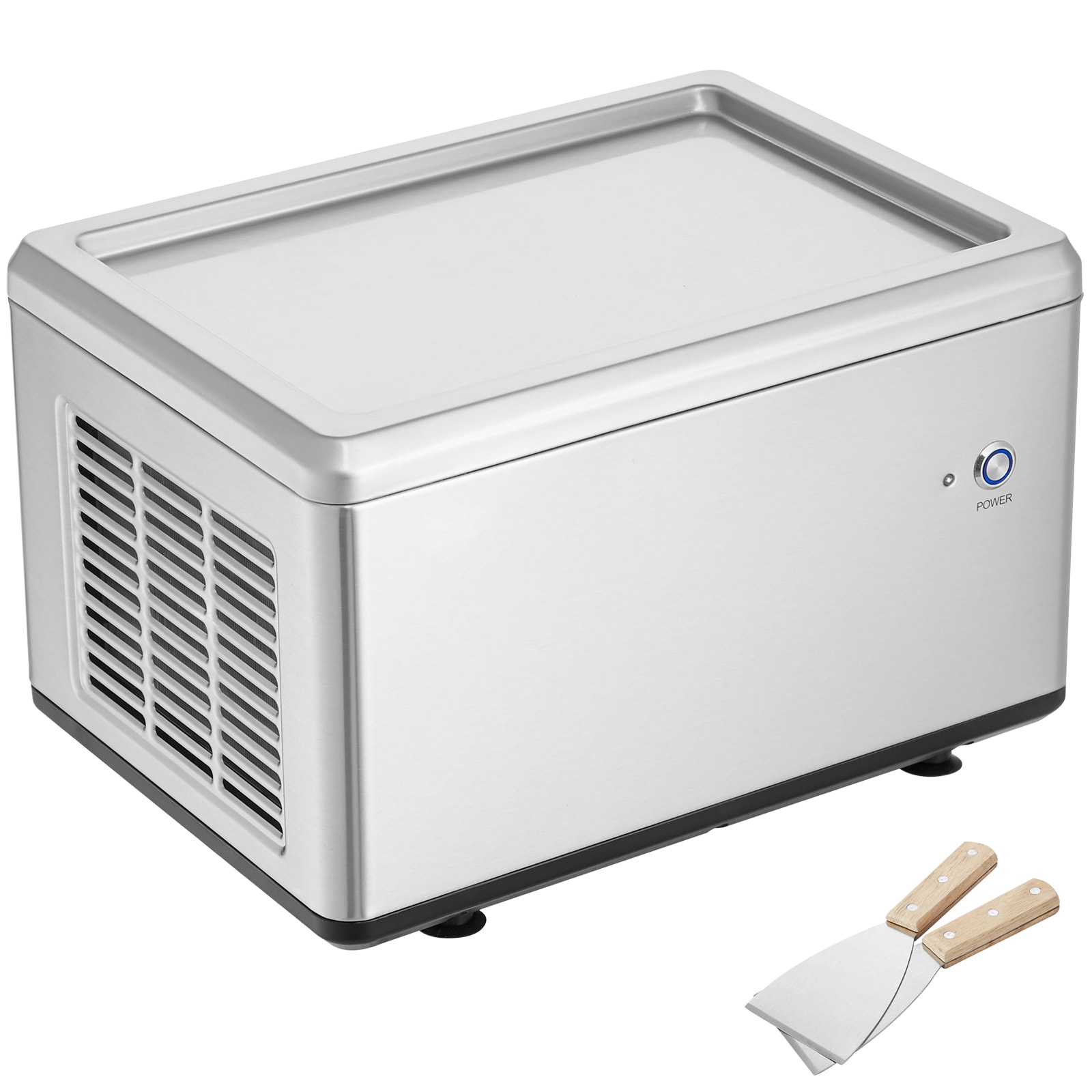 VEVOR Fried Ice Cream Roll Machine, 12.6 x 8.5 Stir-Fried Ice Cream Pan, Stainless Steel Rolled Ice Cream Maker with Compressor and 2 Scrapers, for Making Ice Cream, Frozen Yogurt, Ice Cream Rolls #JYYSJSCBJ1807P4HDV1
