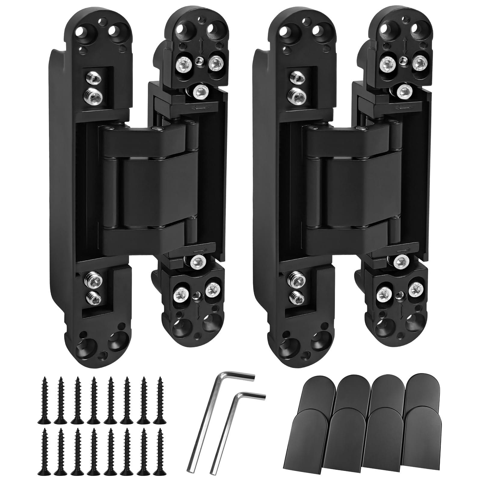 Phyfalip 2 Pack 7 Inch Invisible Door Hinges 3D Adjustable Concealed Zinc Alloy Matte Nickel 176.5 lb Load For Doors Over 40mm Thick #LPF0502R39
