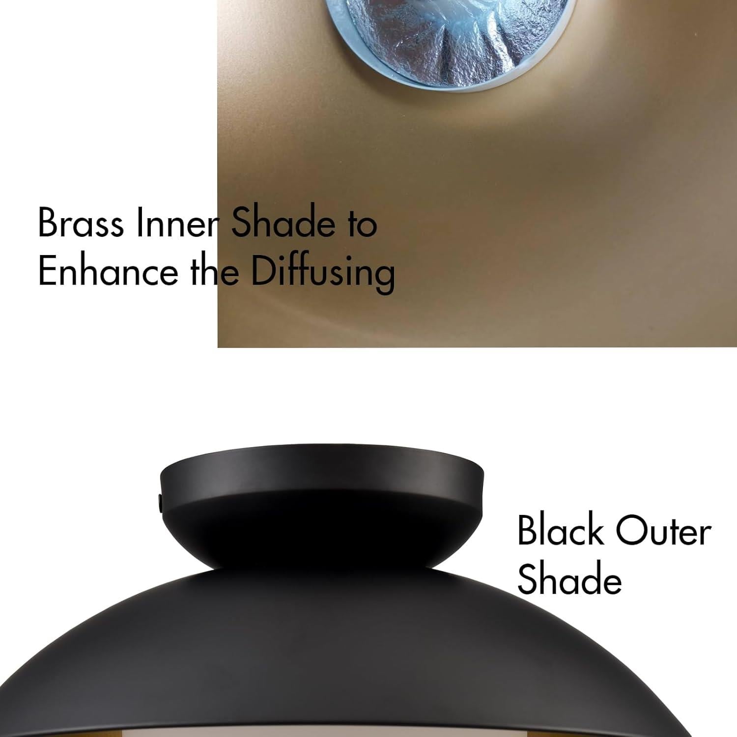 Matte Black and Gold Glass Globe Flush Mount Ceiling Light
