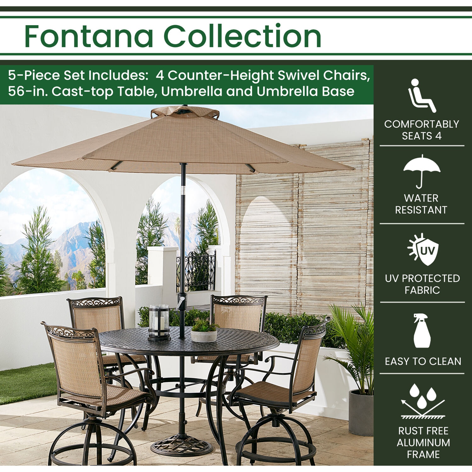 Hanover FNTDN5PCPBRC-SU Patio-Dining-Sets - View #2