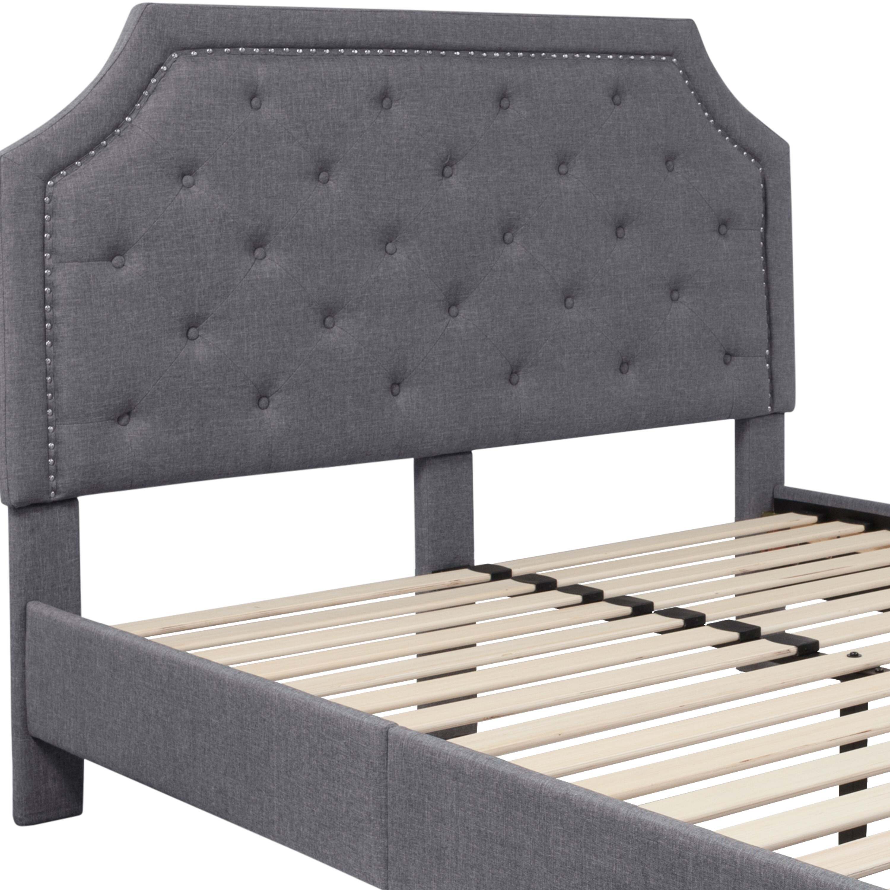 Flash Furniture Brighton Light Gray Queen Upholstered Platform Bed in ...