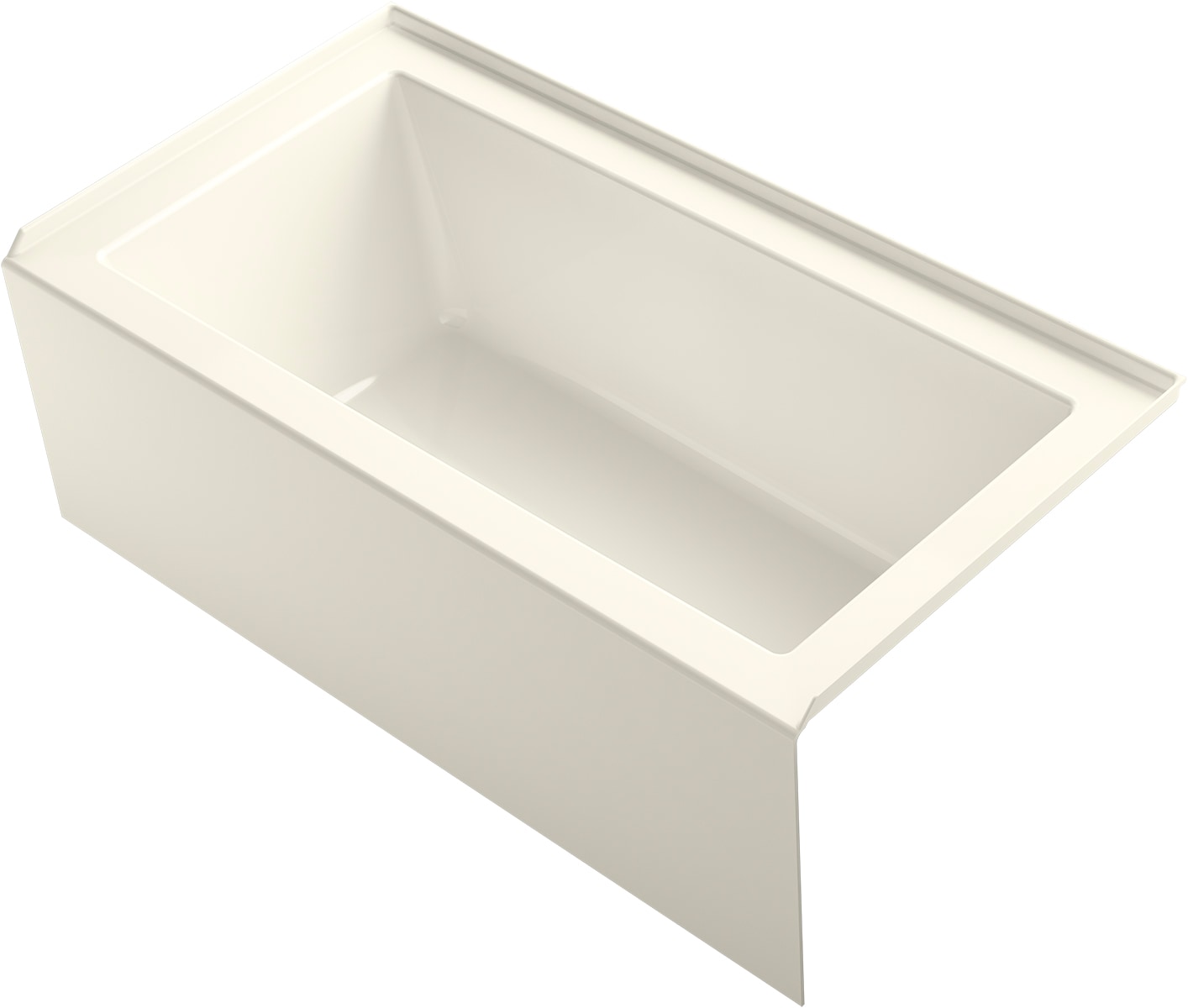 KOHLER K-1957-RA-96 Underscore 32.0-in x 60.0-in Biscuit Acrylic Rectangular Alcove Soaking bathtub ( Right Drain )