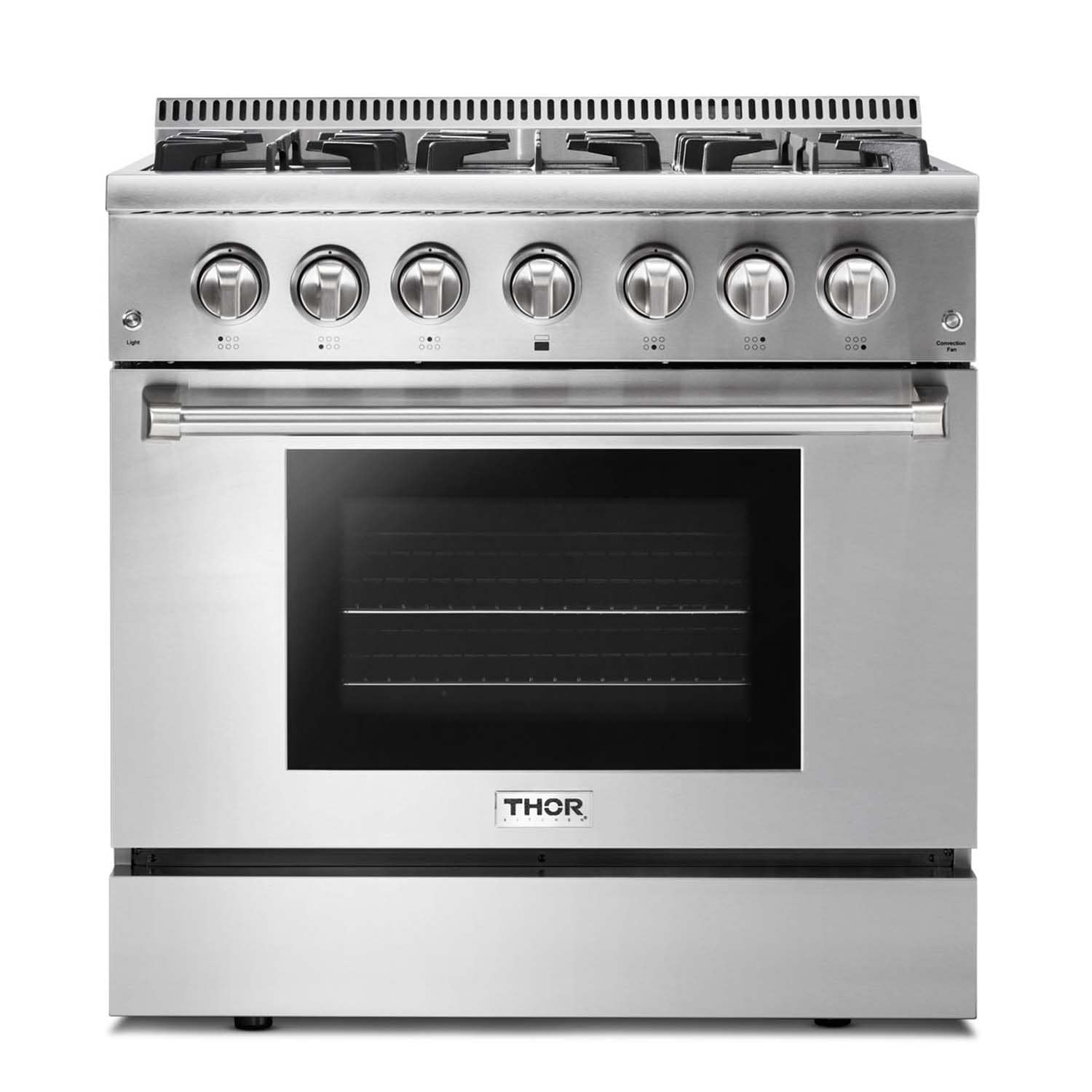 Thor Kitchen 3-Piece Appliance Package - 36 GAS Range, Dishwasher & Refrigerator in Stainless Steel