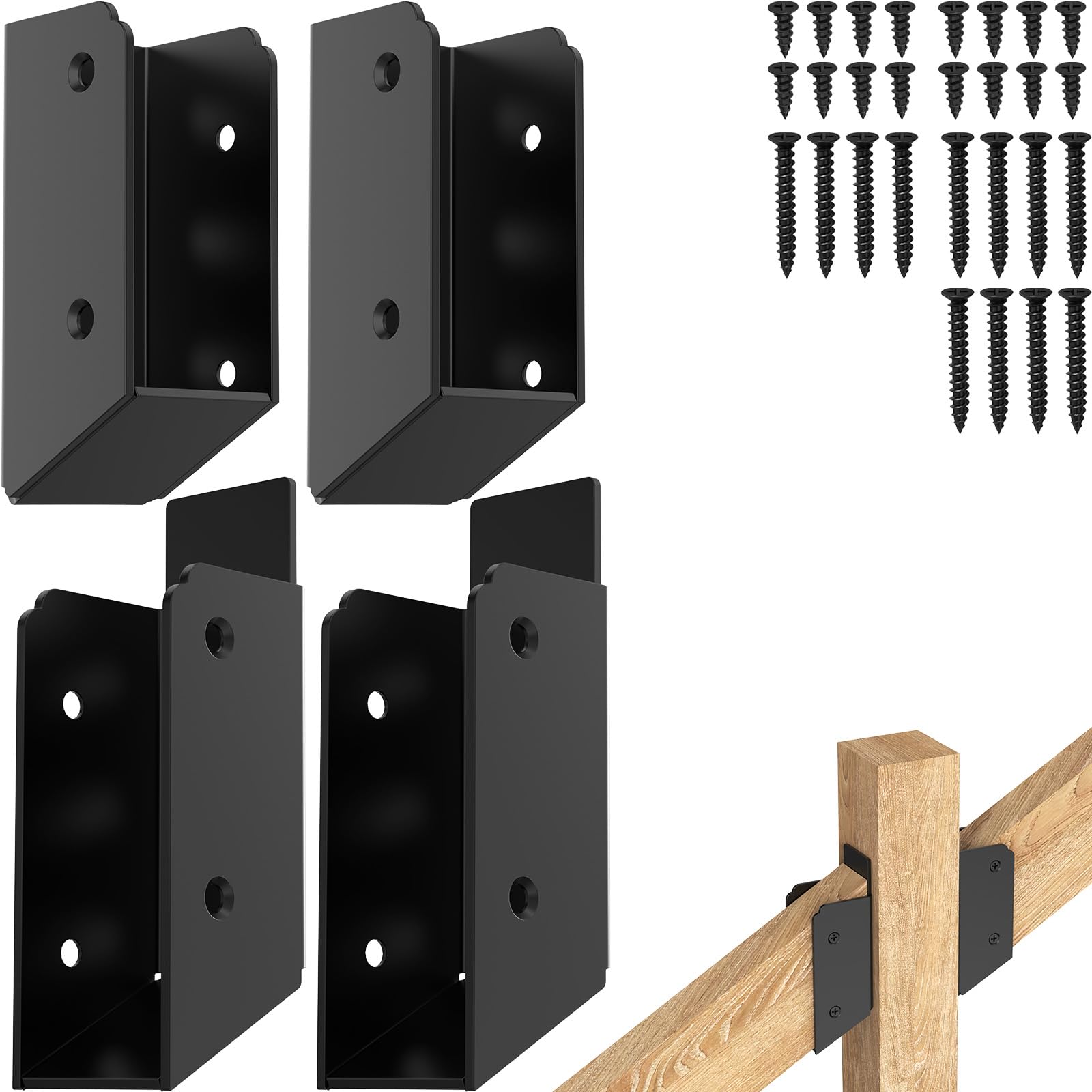 Misopily  4 PCS 30 Degree Stair 2 by 4 Stainless Steel Deck Railing Brackets Connectors for Stair Fence Railings Handrail