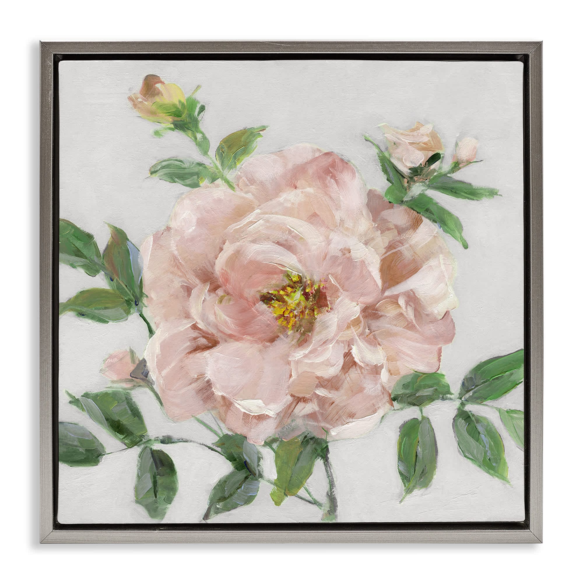 Stupell Industries BS-266-FFL-24X24 Pink Carnation Blossom Gray Framed Floater Canvas Wall Art By Sally Swatland 25 x 25
