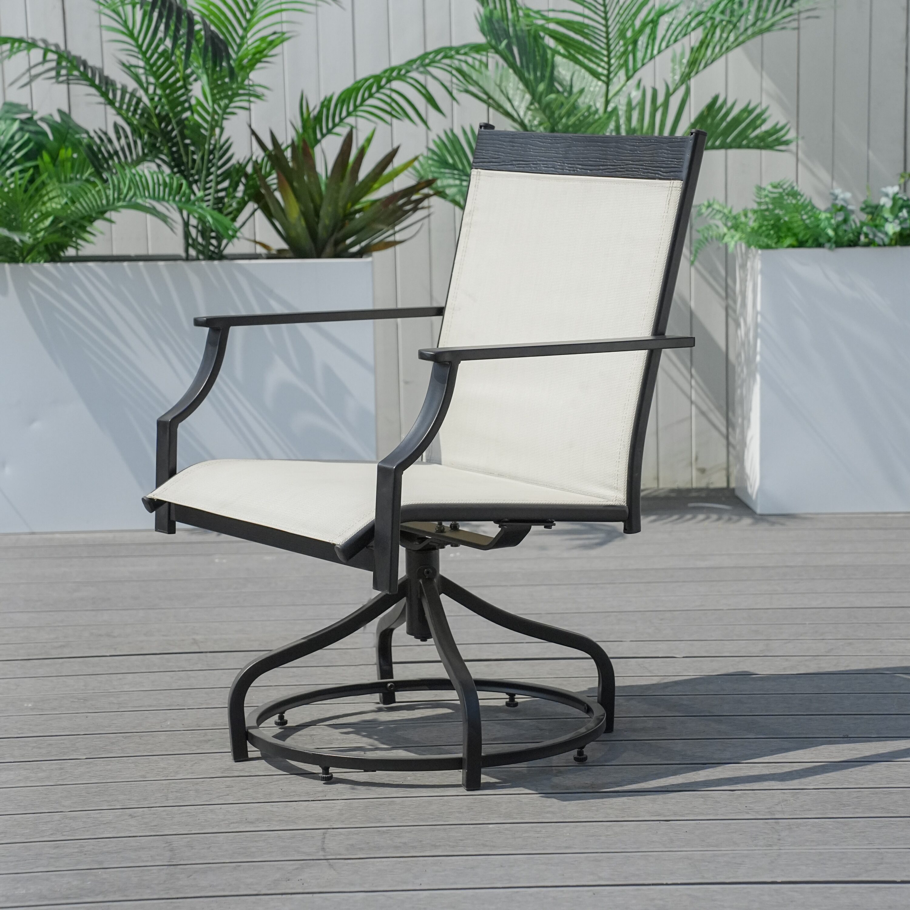 Moda Furnishings PAC-2465RC Alice Set of 2 Light gray Iron Frame Swivel Conversation Chair with Light gray Woven Seat