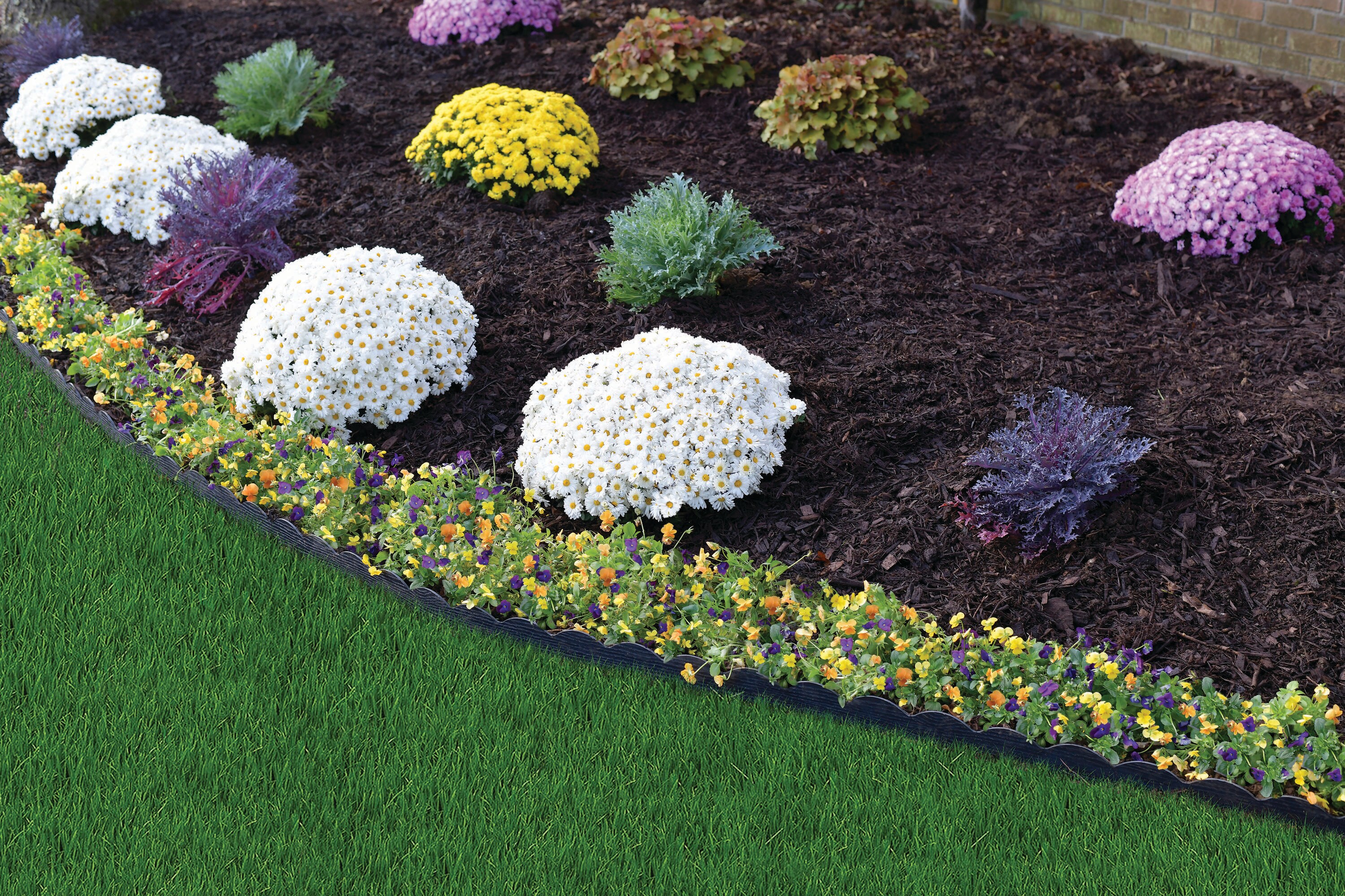 EasyFlex 20-ft x 2.5-in Scallop Woodgrain No-Dig Edging Black Plastic Landscape Edging Roll