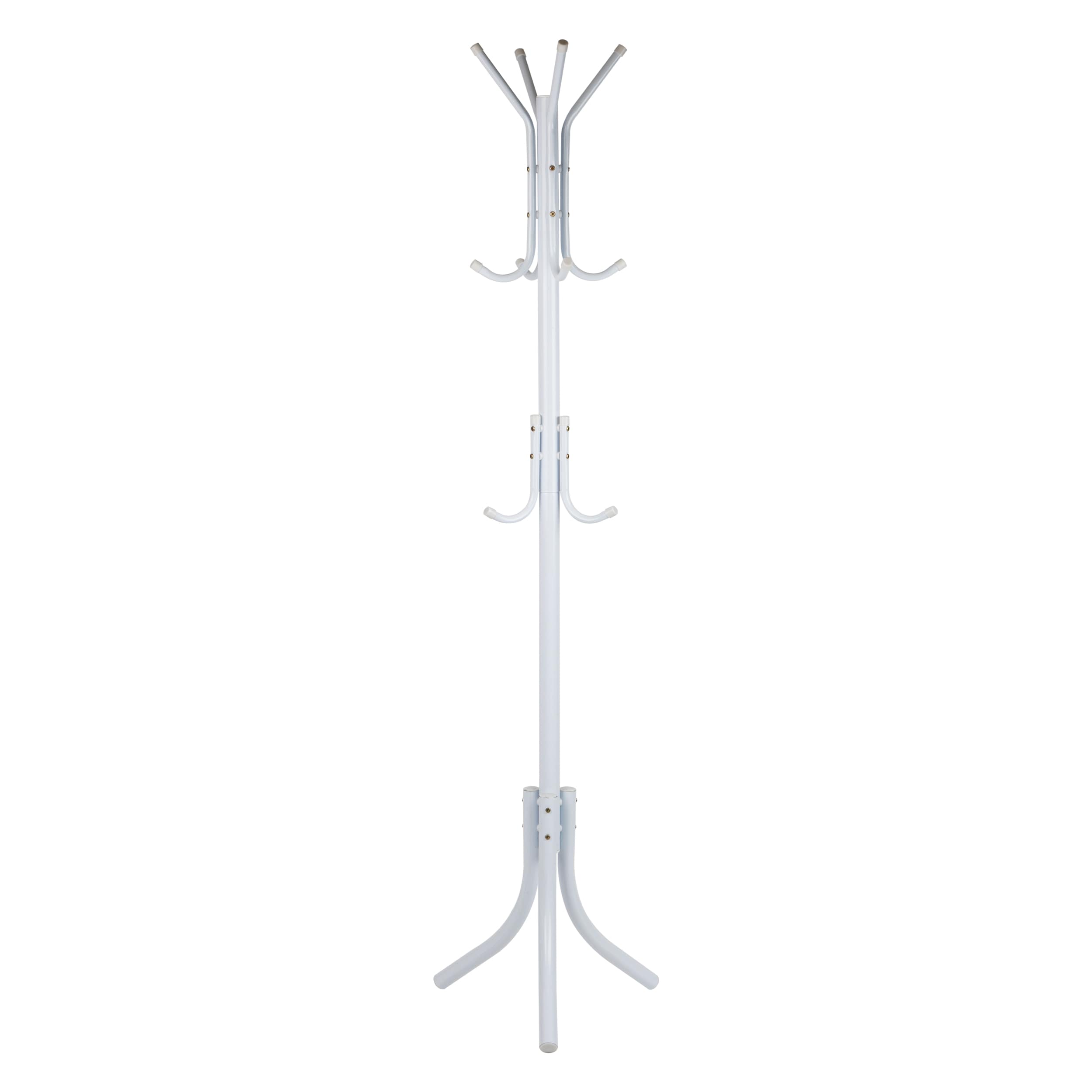 Mind Reader Traditional White Coat Stand with 11 Hooks - Freestanding ...