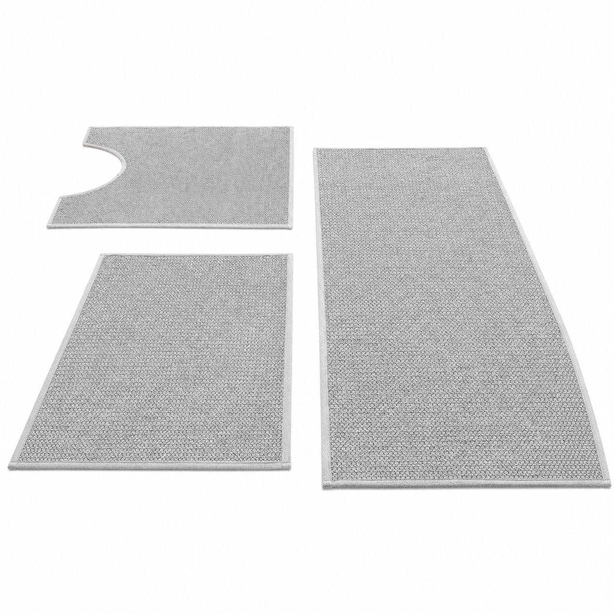 WZK 3 Piece Gray Bathroom Rug Set Ultra Thin Quick Dry Non Slip Absorbent Washable Home Decor