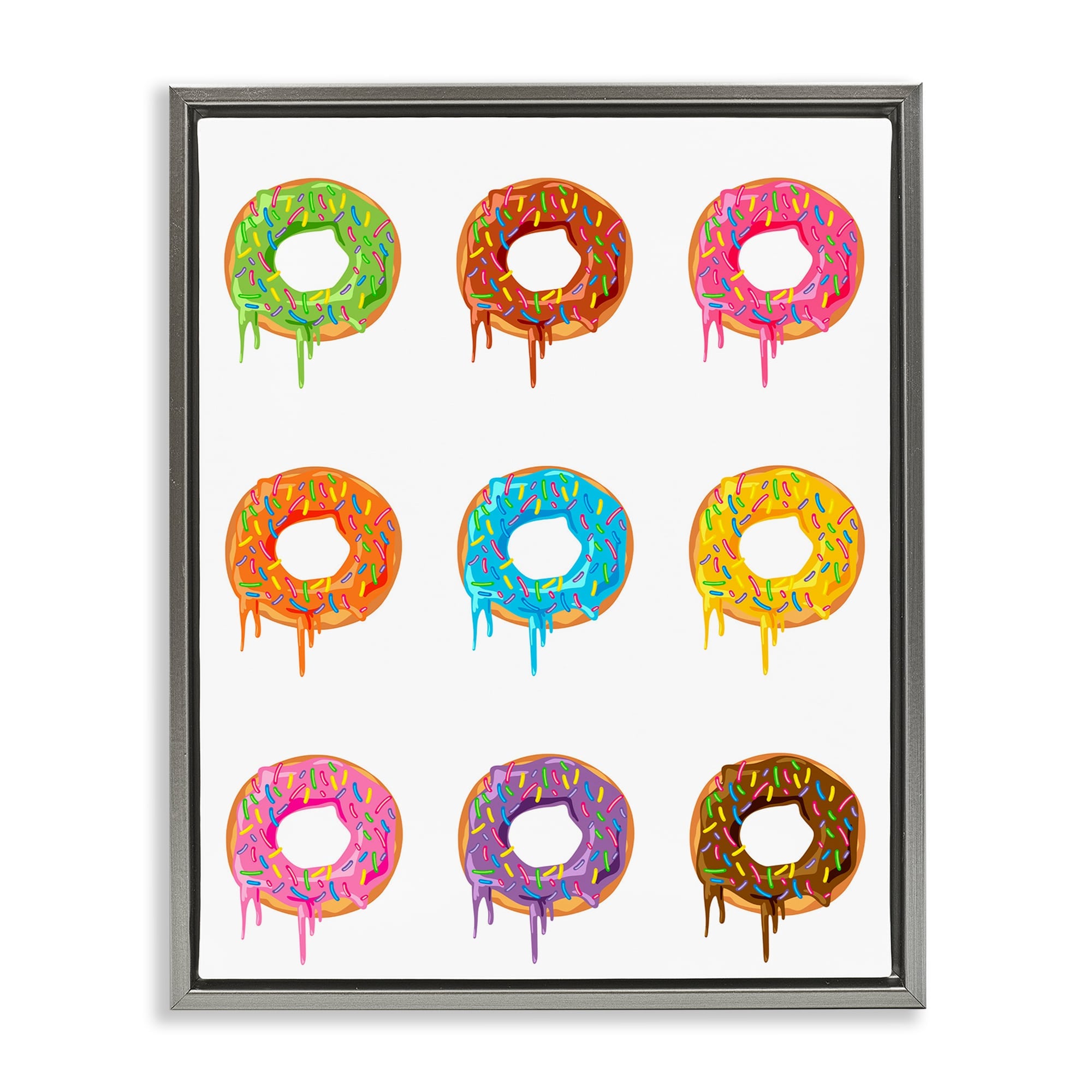 Stupell Industries BS-486-FFL-16X20 Bright Donut Rows Gray Framed Floater Canvas Wall Art By Marcus Prime 17 x 21