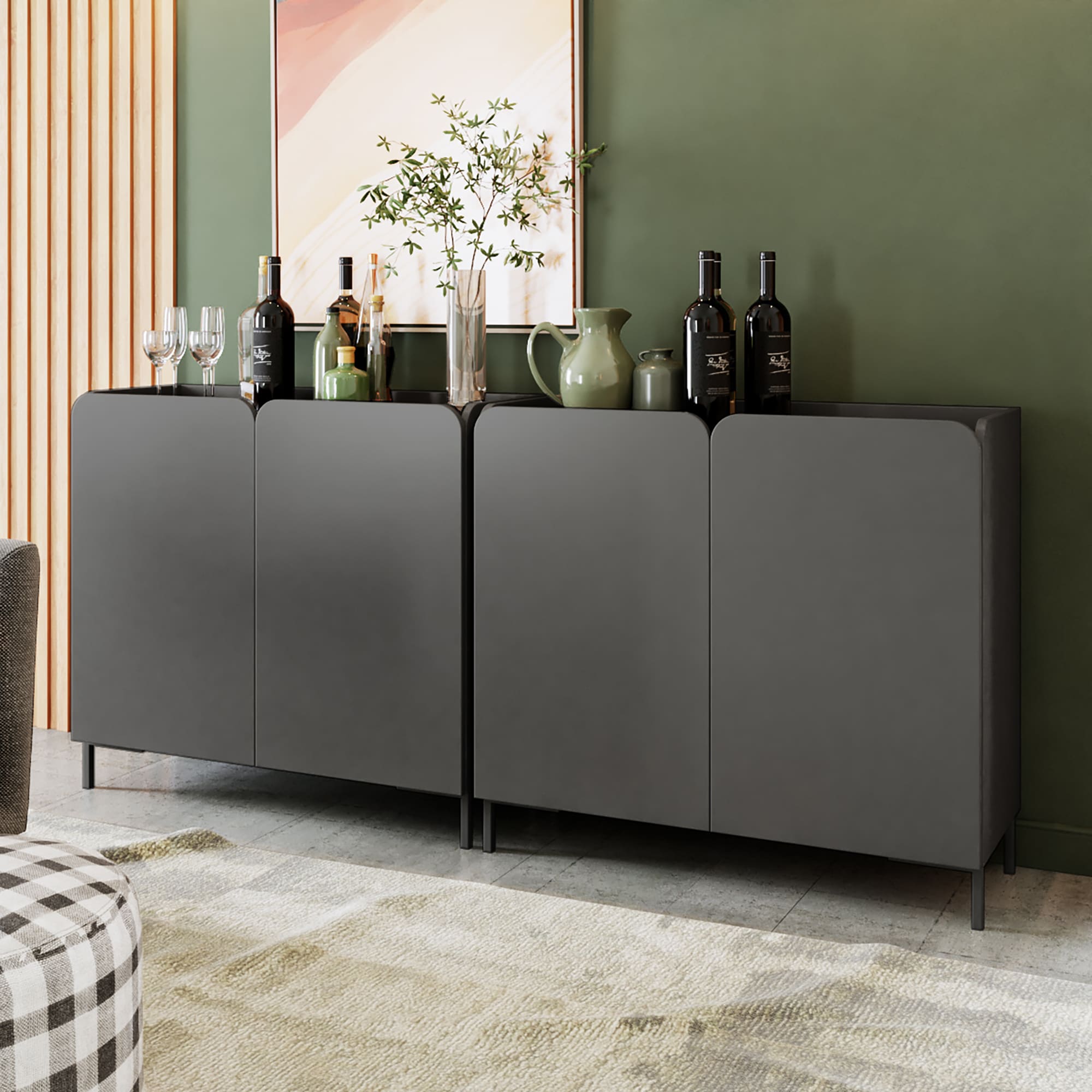 Manhattan Comfort 2-AC-318AMC153 68-in W 4-Door Black Accent Cabinet