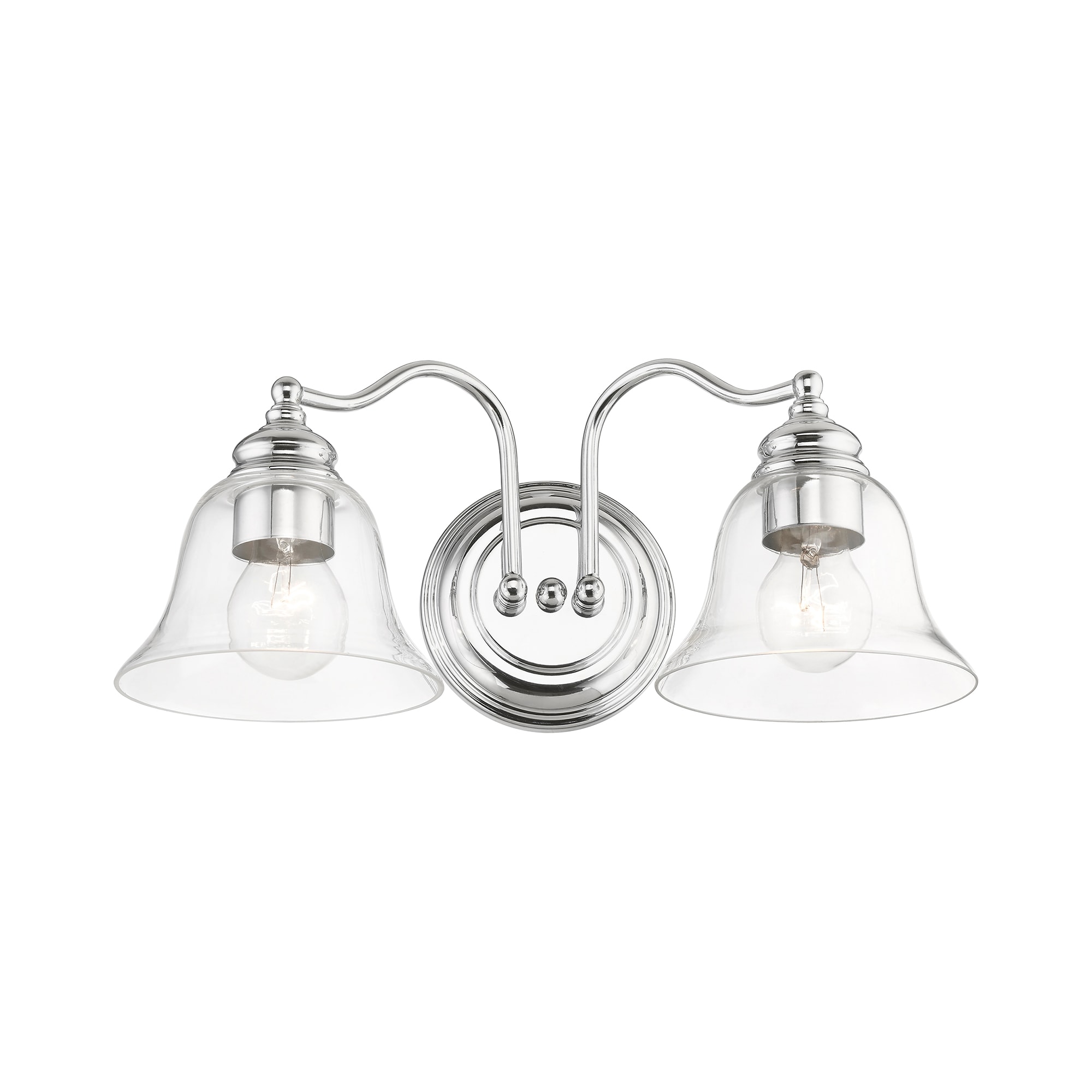Moreland Polished Chrome Dual Light Vanity with Hand Blown Glass