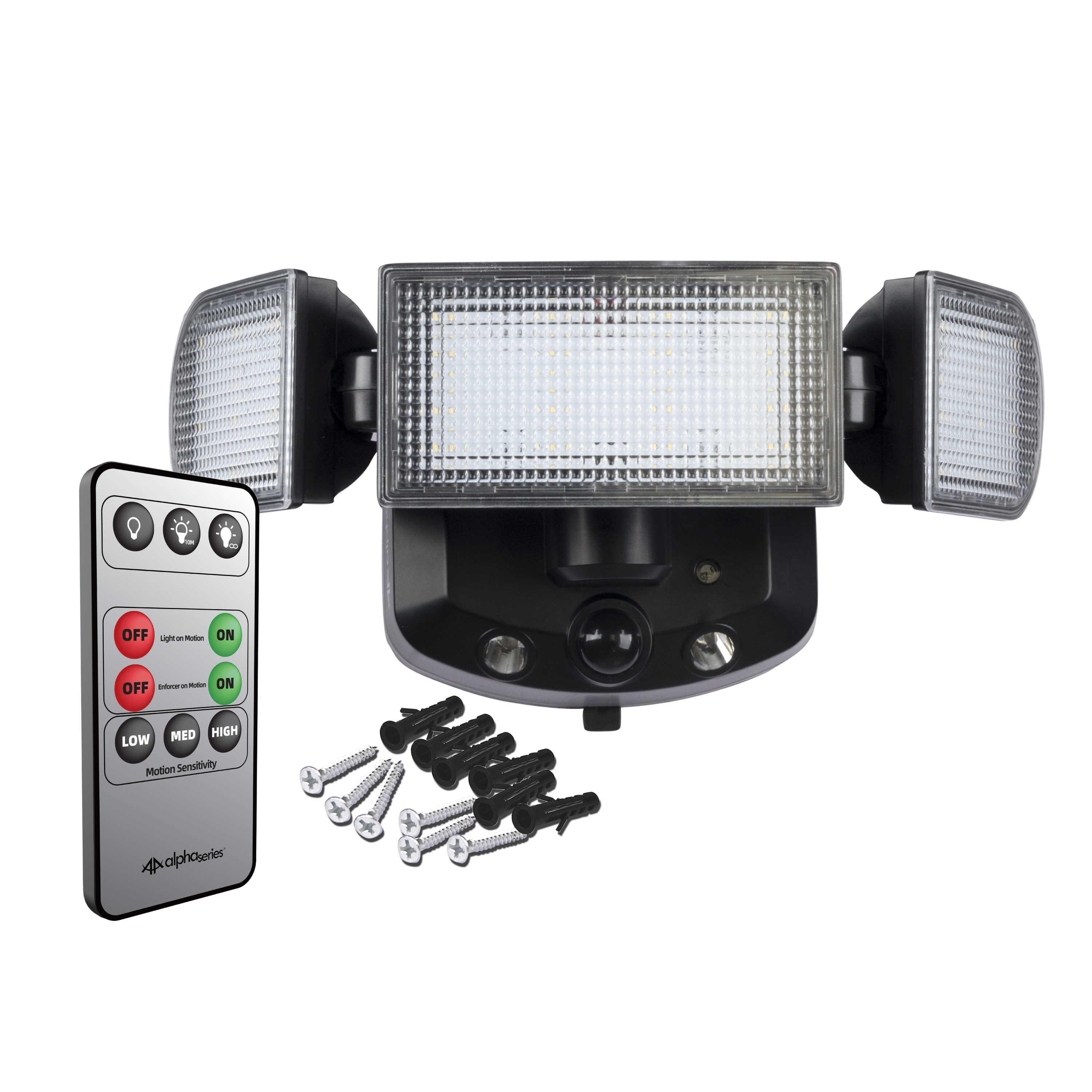 Swann 120-Degree 40-Wattage Equivalent Battery-operated LED Black 3-Head  Motion-Activated Flood Light with Timer in the Motion-Sensor Flood Lights  department at