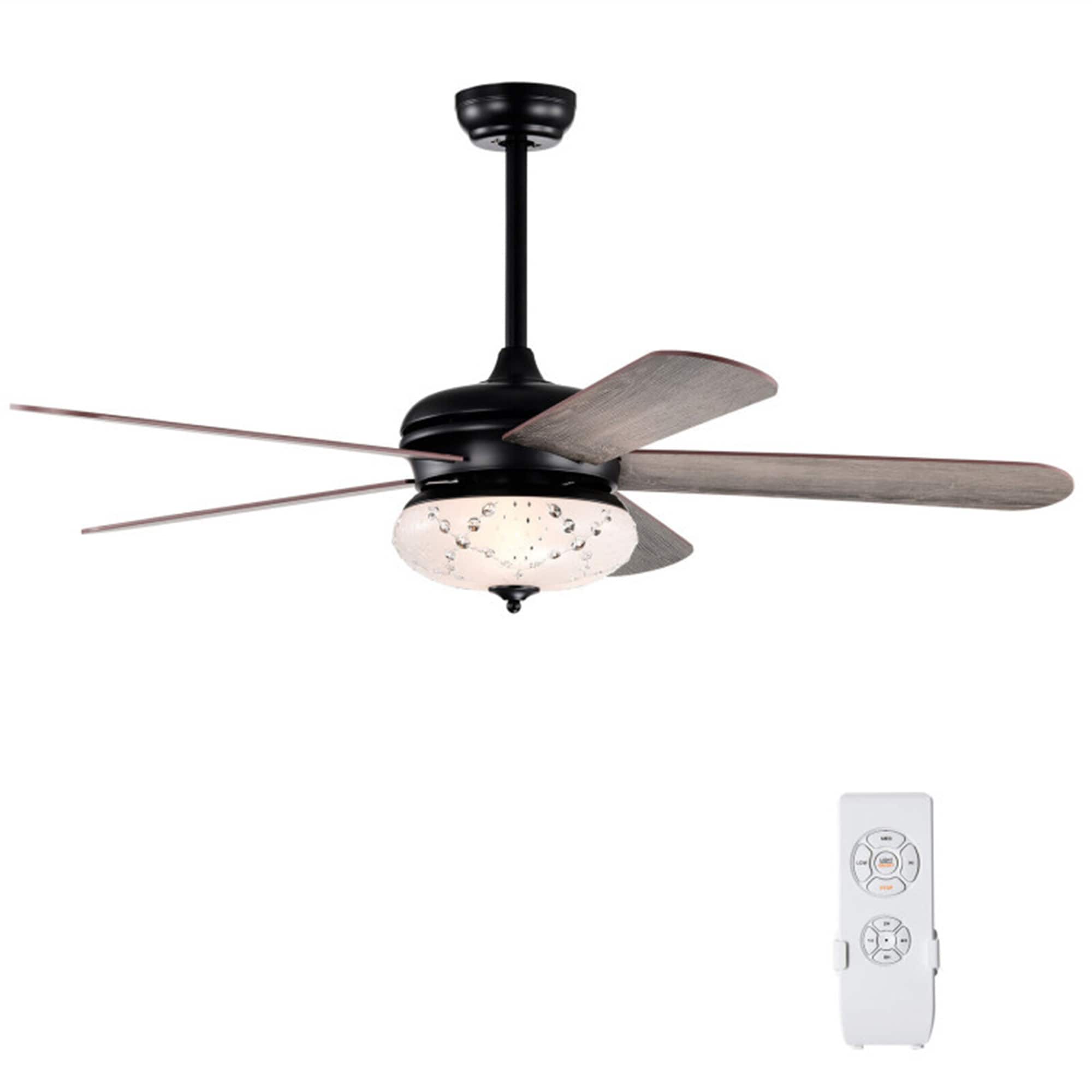 BABOOM BOM-9964ORSY Dual Finished Ceiling Fans 52-Inches Gray with MDF Blades Indoor Downrod mount Standard Ceiling Fan With Light and Remote ( 5 -Blade)