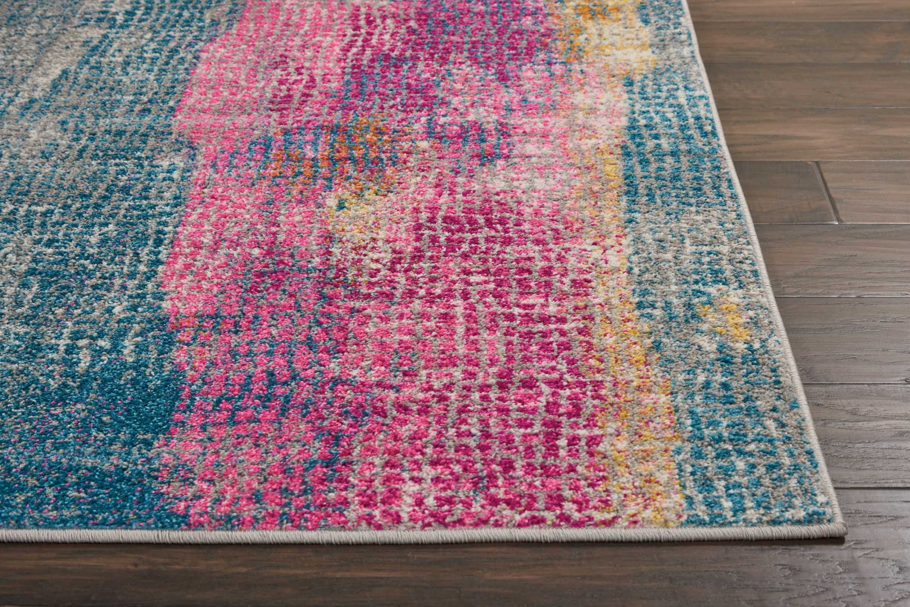 Reversible Grey and Multicolor Geometric 8' x 10' Synthetic Area Rug