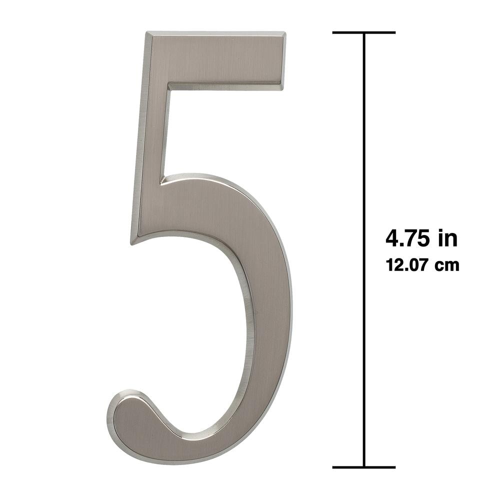 DeSign-it 4-3/4-in Satin Nickel Number 5 in the House Letters & Numbers ...