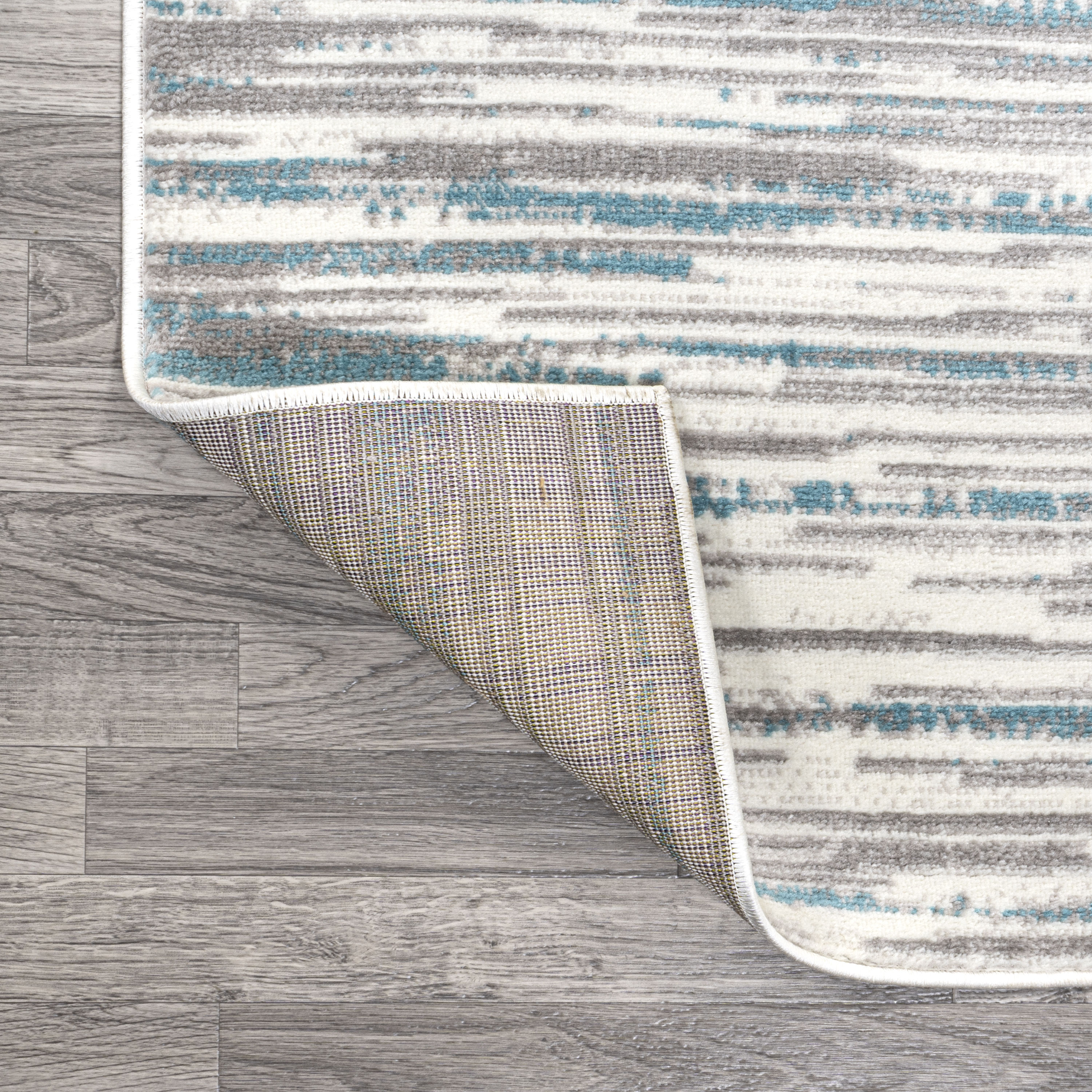 Abstract Linear Stripe Gray Synthetic Area Rug