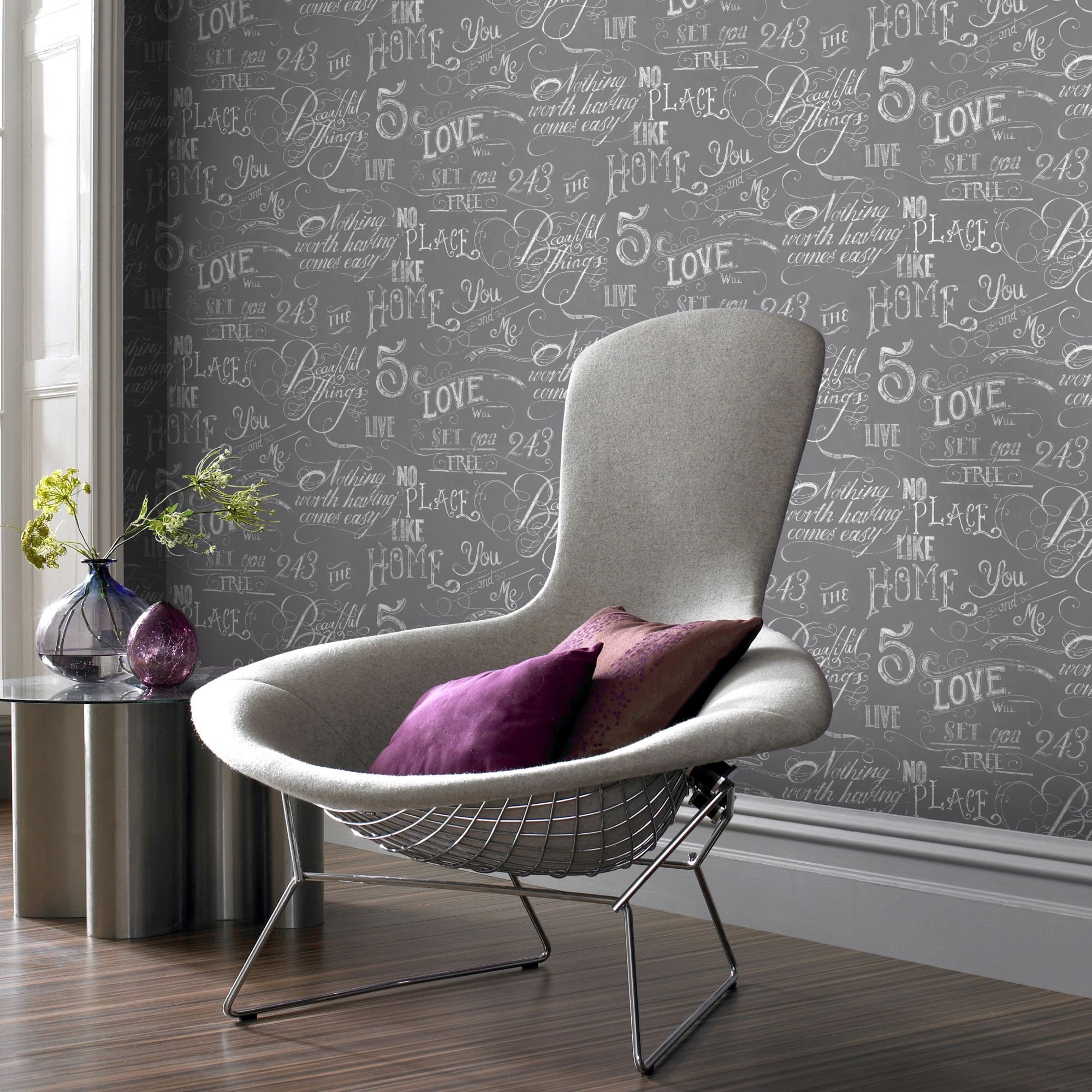 Graham & Brown Fresco Paper Chalk Board Wallpaper - Unpasted/Paste the  paper - 56-sq. ft - Grey/White 50-821