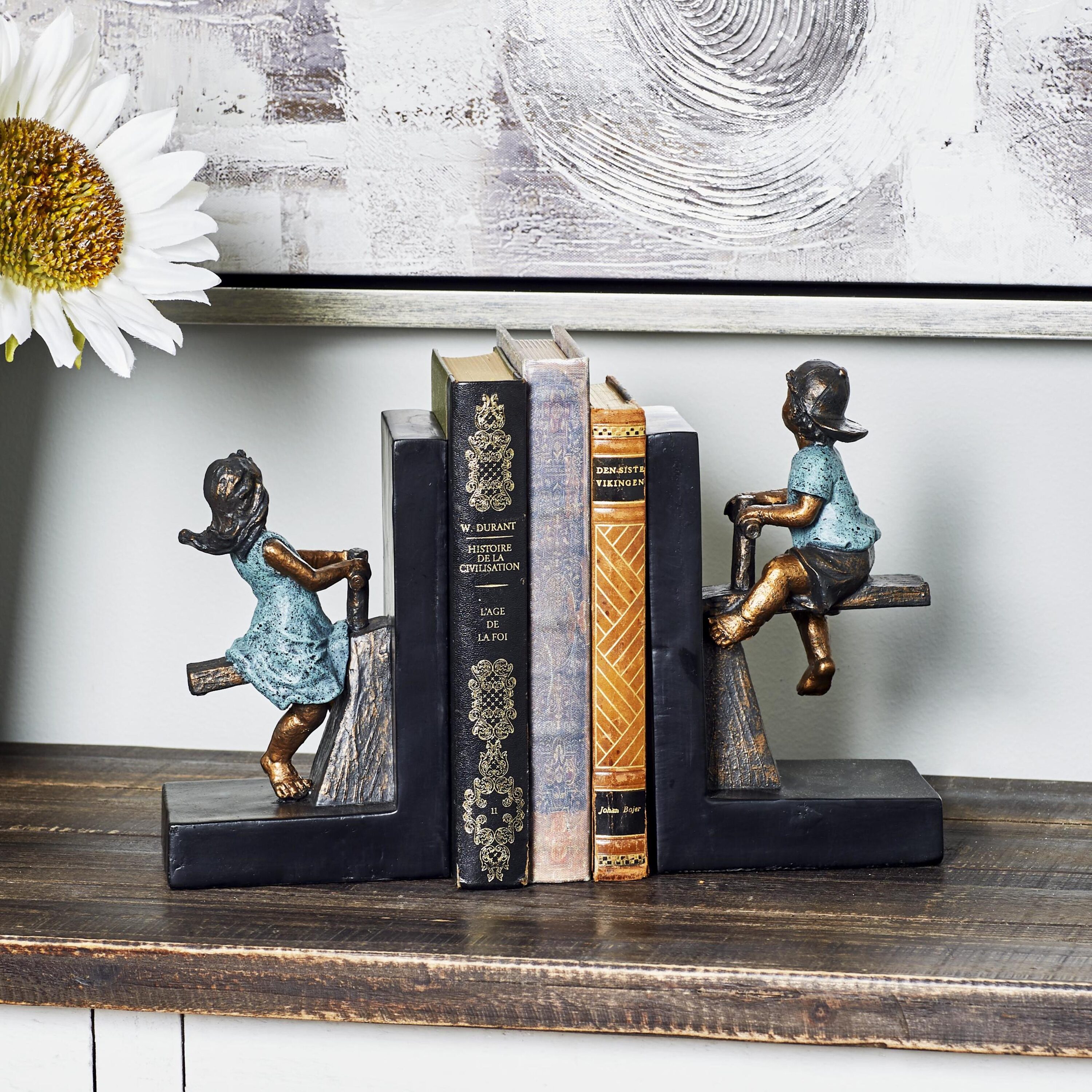 Grayson Lane 79039 2 -Pack Brown Stone Eclectic Decorative bookends