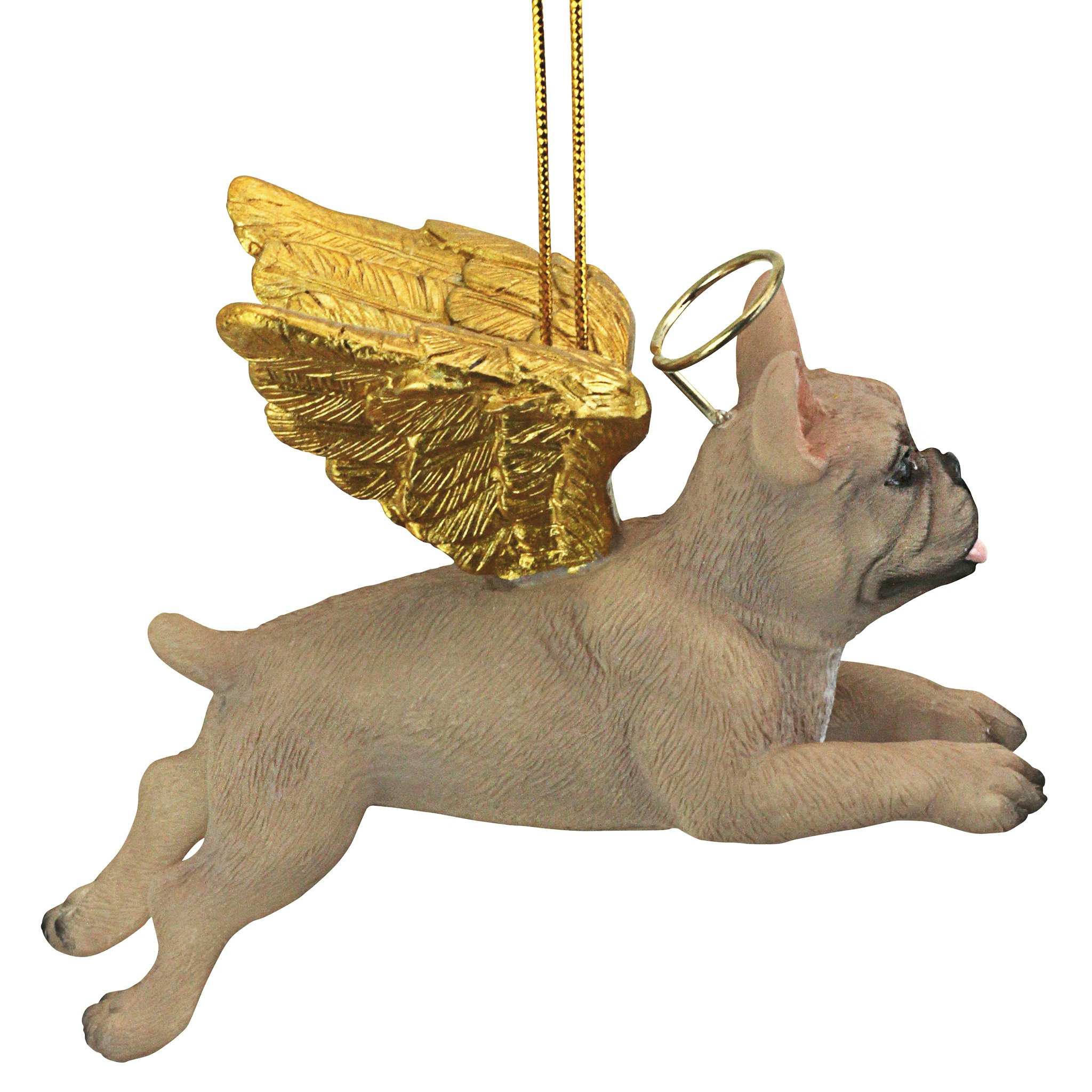 French Bulldog Angel Ornament with Golden Wings