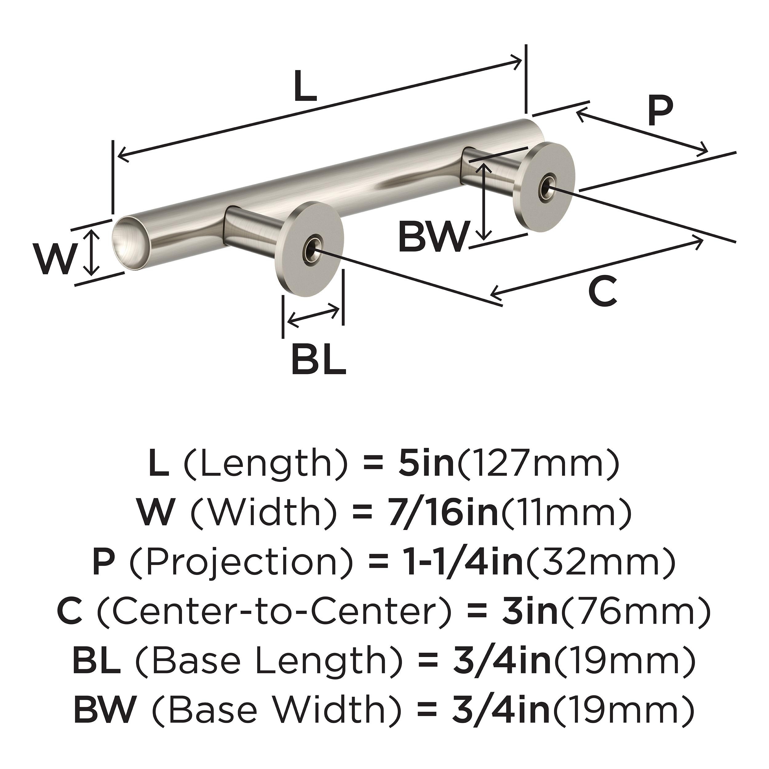 3" Brushed Satin Nickel Modern Cabinet Bar Pull