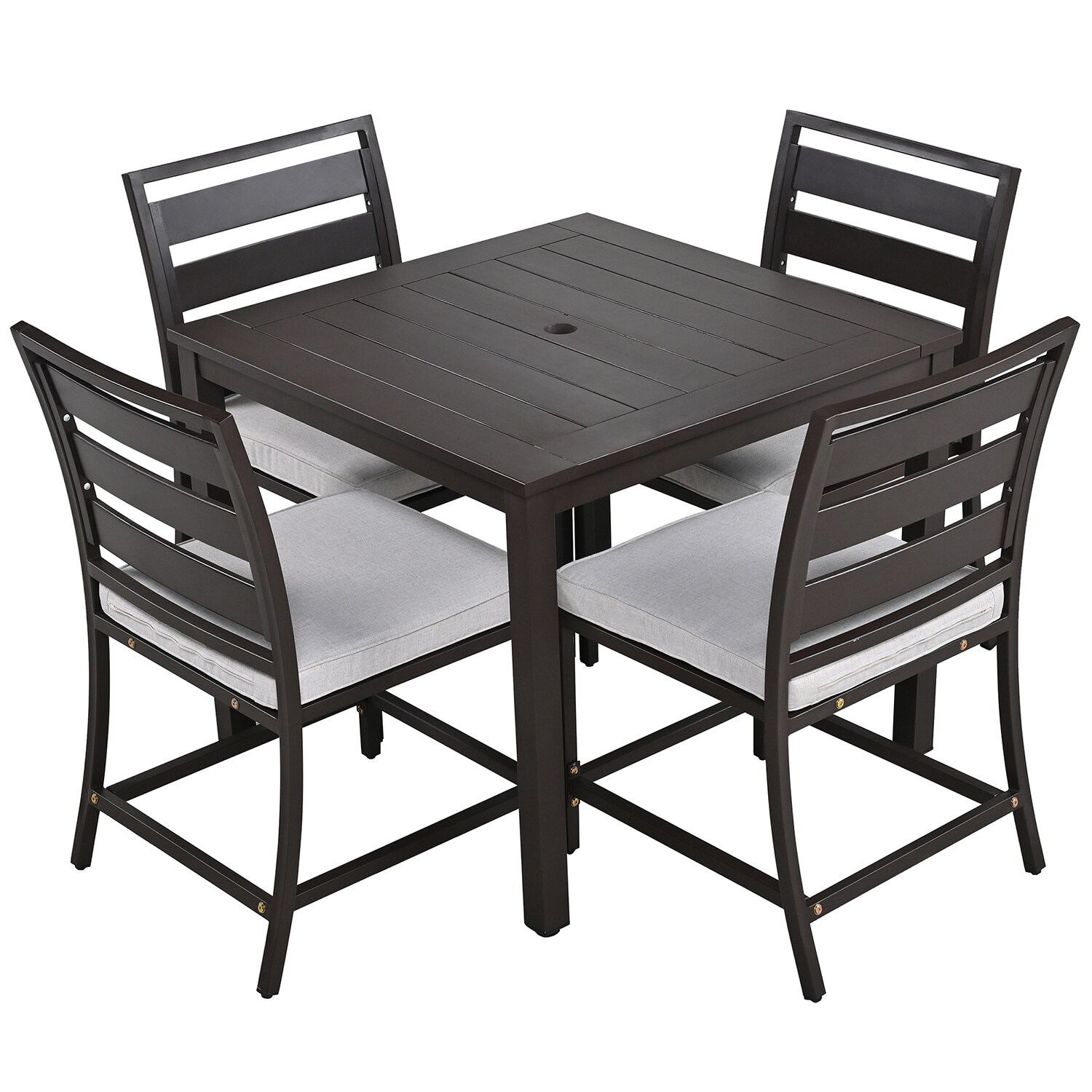 GZMR Outdoor Dining Set 5Piece Black Patio Dining Set Wood Square