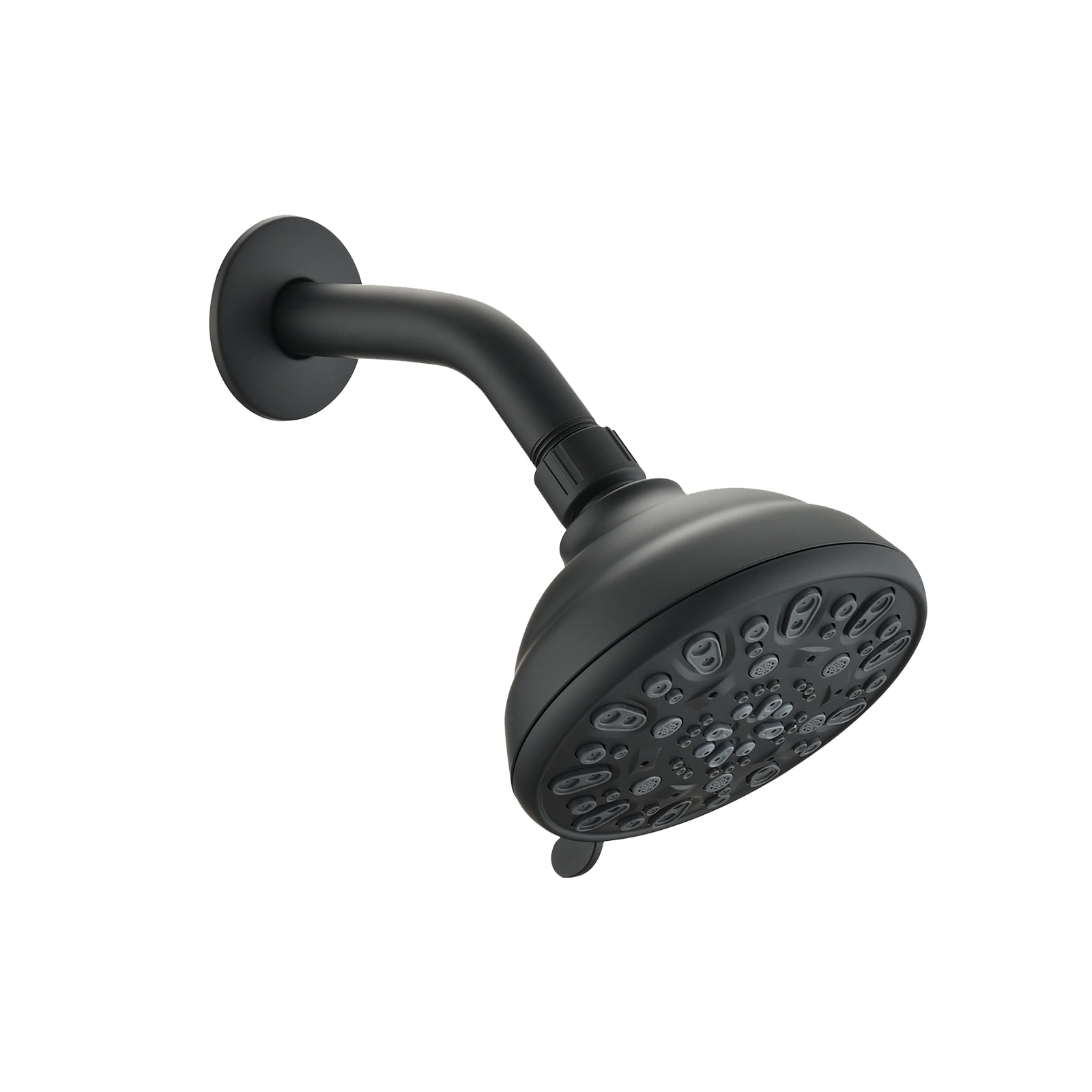 waterpar WPLO-SH458 7 -Settings Matte Black 4.72-in Round Fixed High Pressure Shower Head 1.8 GPM