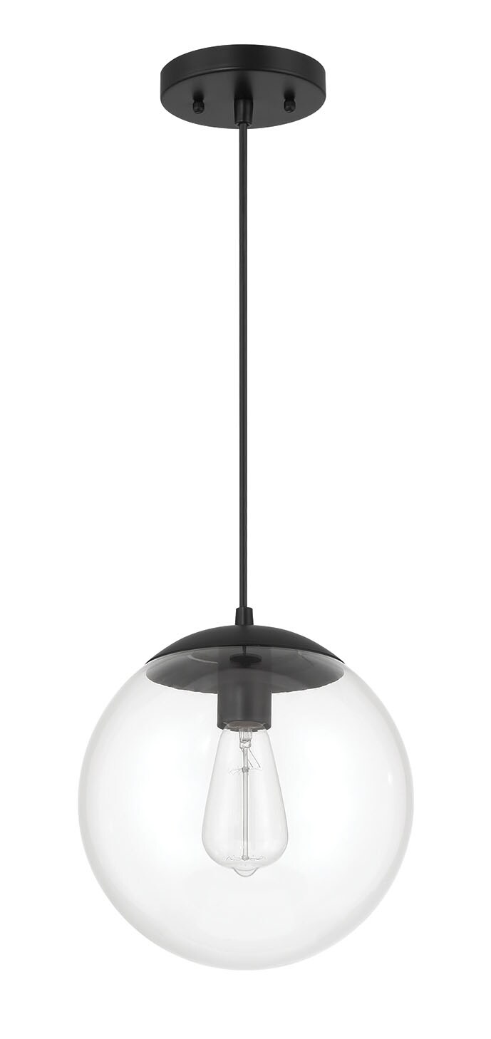 Modern Black Globe Pendant Light with Clear Glass Shade