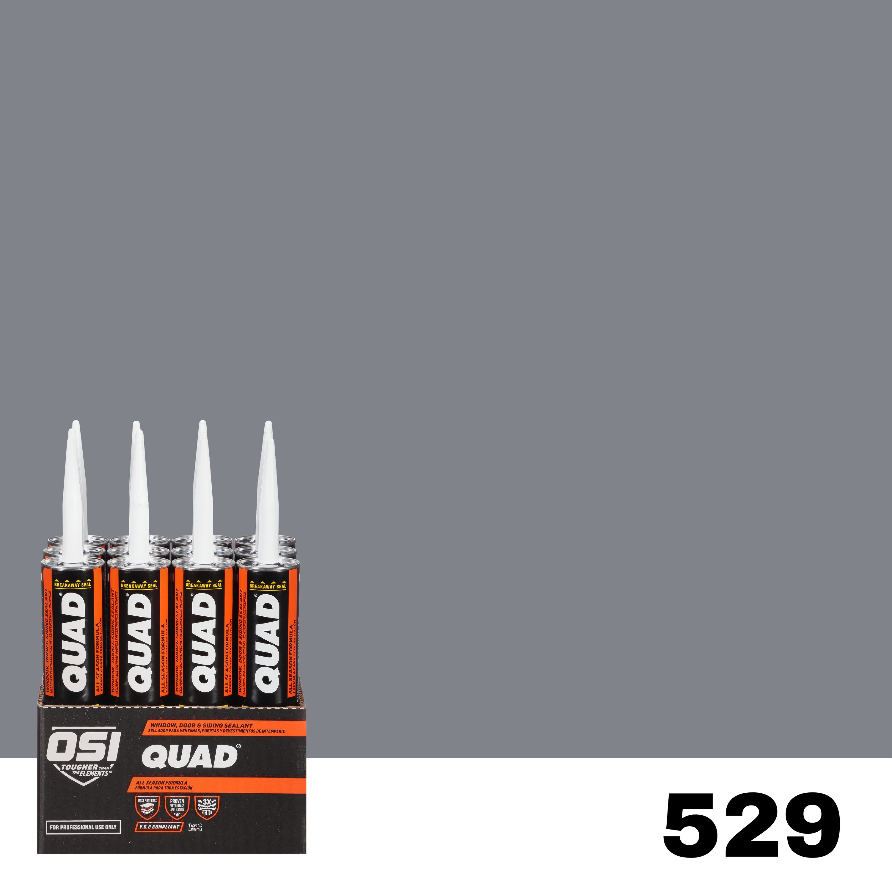 OSI 1637253 Quad 12 -Pack 10-oz Window door Gray 529 Paintable Solvent Caulk