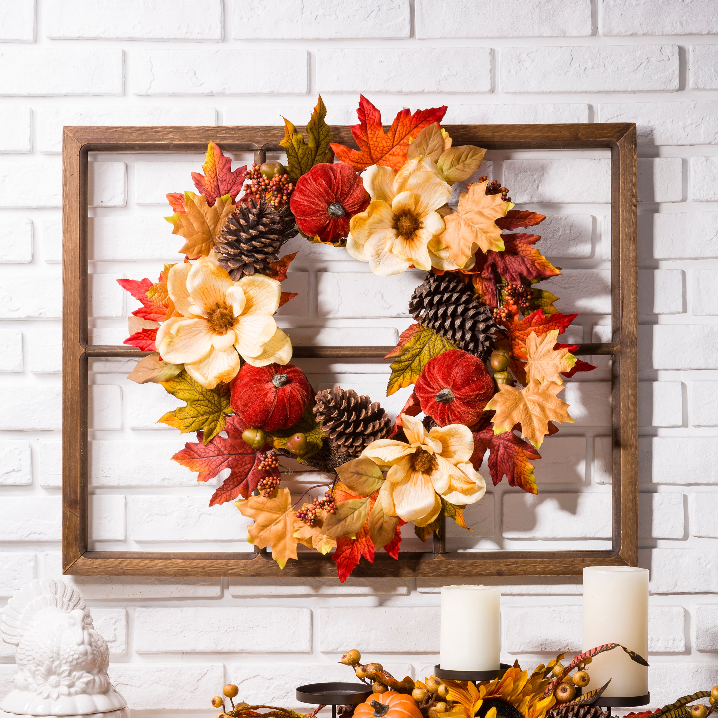 Glitzhome 2005500035 Artificial-Thanksgiving-Wreaths - View #8