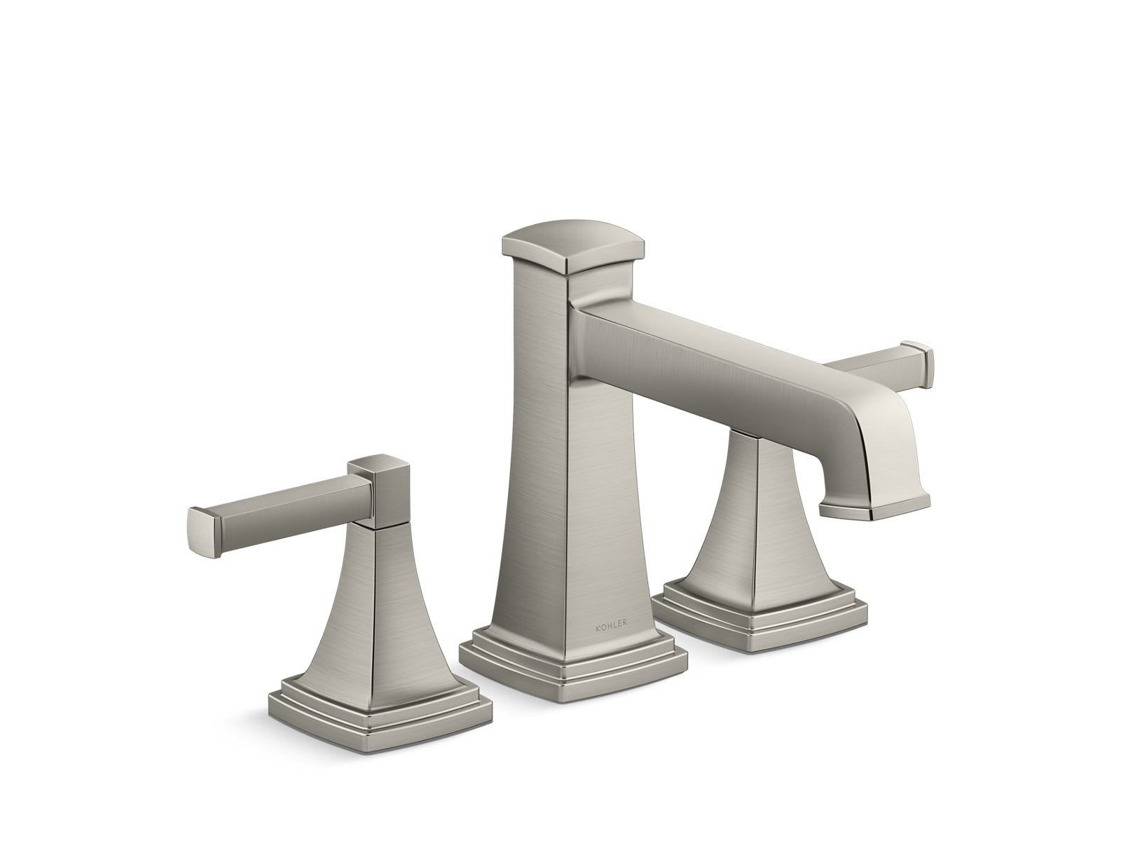 KOHLER T27405-4-BN Riff Deck-Mount Roman Tub Filler in Vibrant Brushed Nickel With Lever Handles (Valve Not Included)