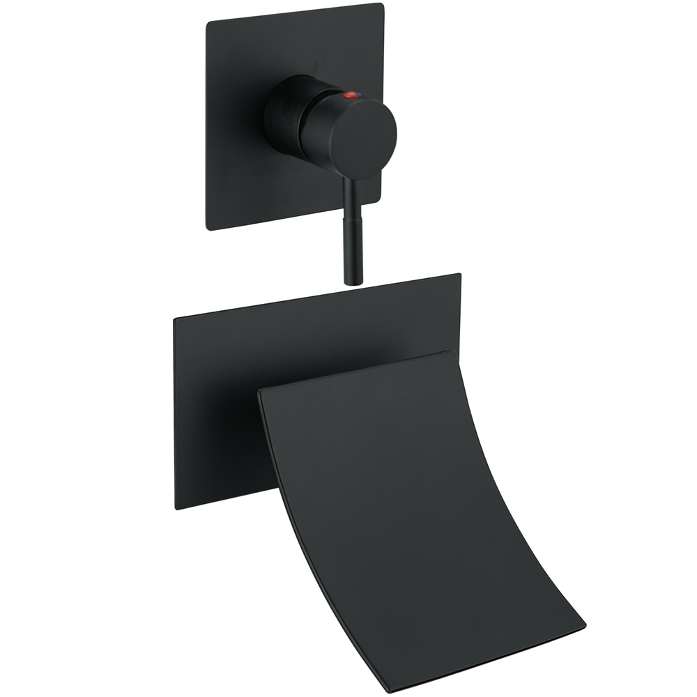 Matte Black Wall-Mount Waterfall Bathtub Faucet with Lever Handle