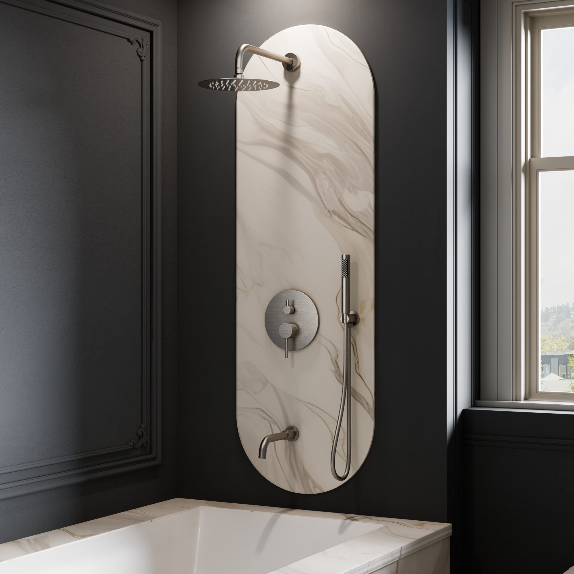 CRANACH Crozet Pressure Balance 10-Inch Round Tub and Shower Trim Kit with Handshower