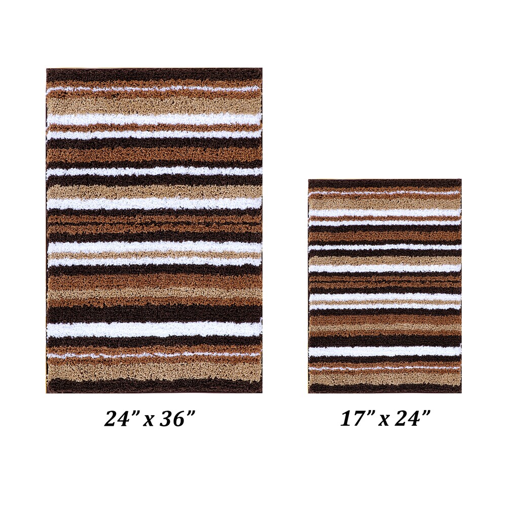 Griffie Collection 24 in. x 36 in. Brown Polyester Rectangle Bath Rug