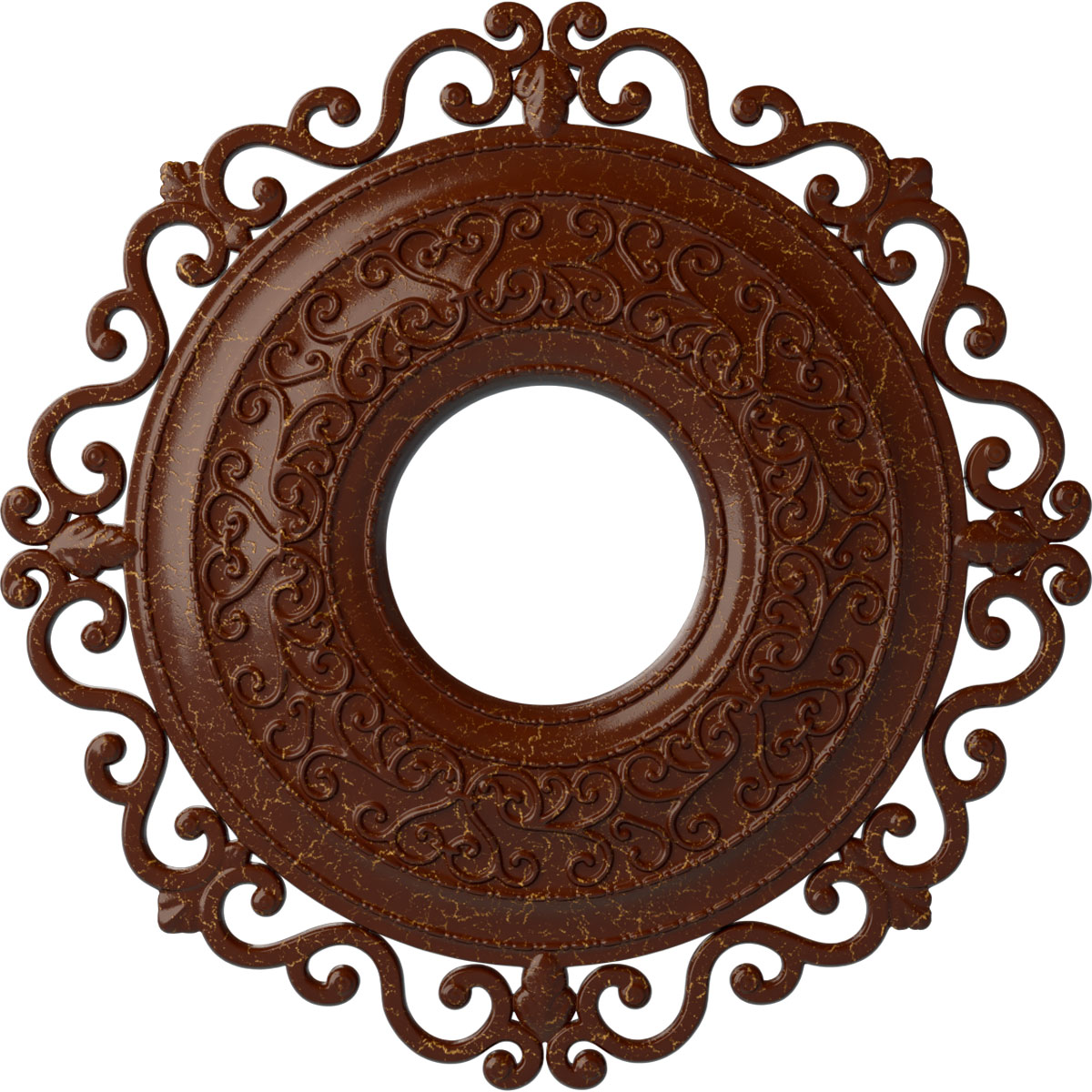 Ekena Millwork CM22ORBMC Orrington 22-in W x 22-in L Painted Burnished Mahogany Crackle Polyurethane Whole Ceiling Medallion