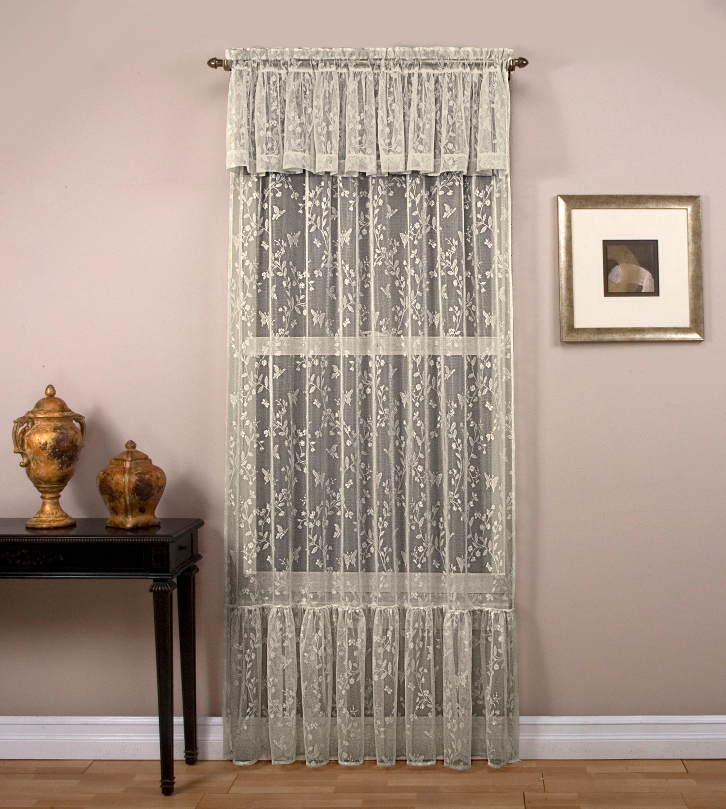 Ricardo Trading 96-in Ivory Semi-sheer Rod Pocket Single Curtain Panel 