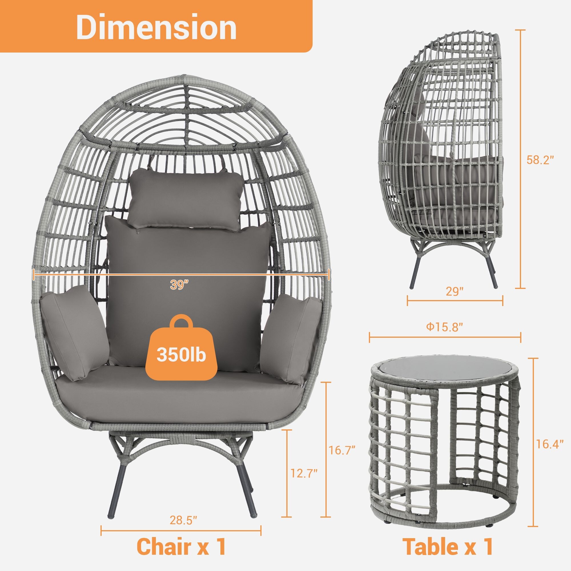 SANSTAR L-RJDC68GY-3P Patio-Conversation-Sets - View #2