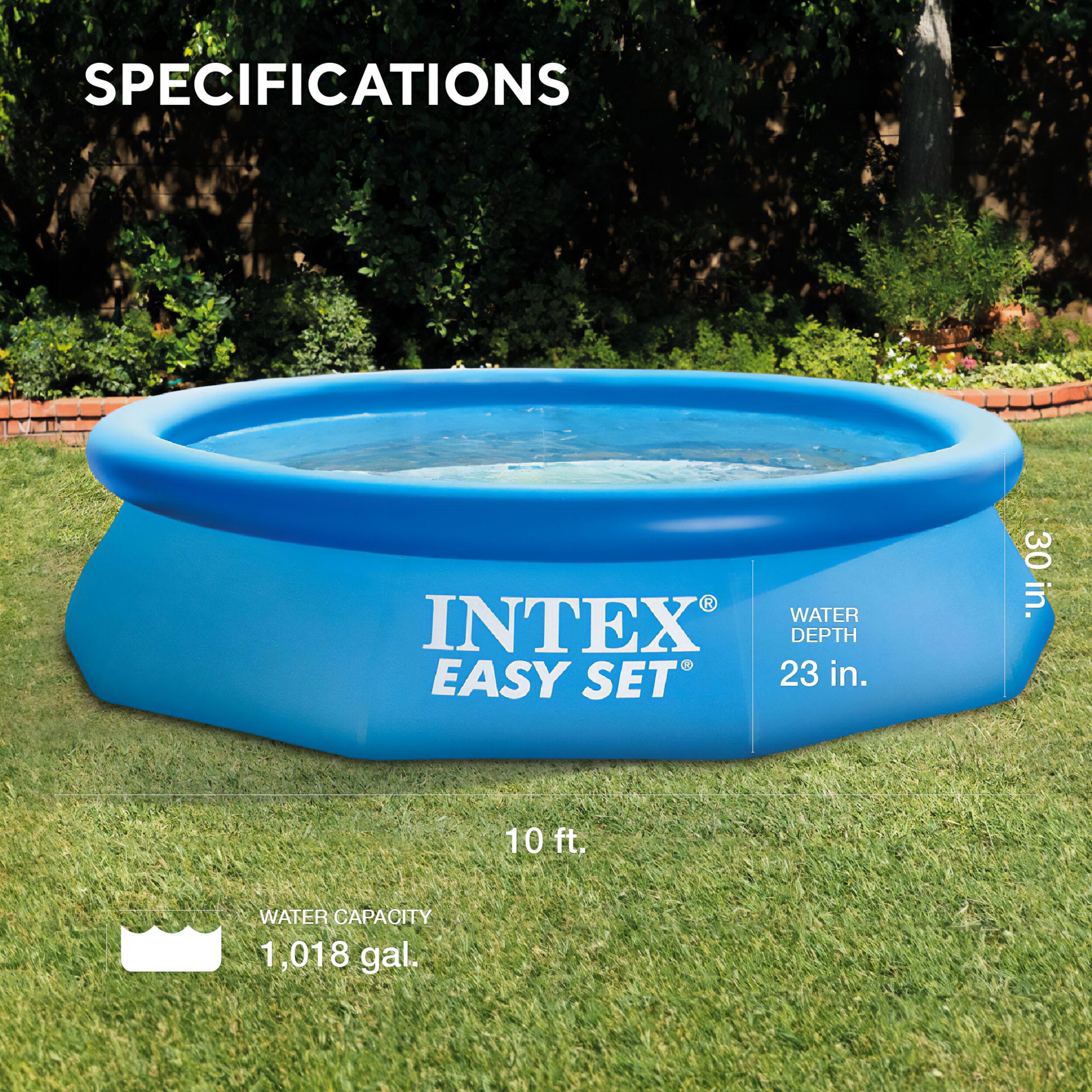 Intex 10-ft x 10-ft x 30-in Inflatable Top Ring Round Above-Ground Pool ...