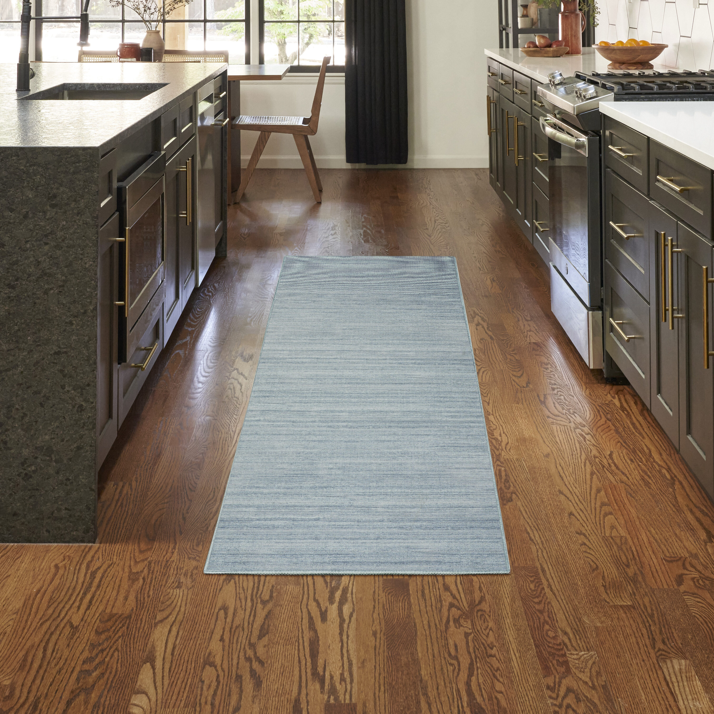 Nourison Home 099446949868 2 x 6 (ft) Cotton/Polyester Aqua Rectangular Indoor Solid Coastal Machine washable Runner rug