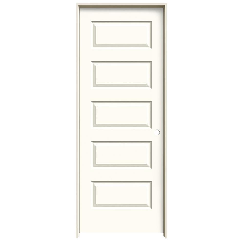 JELD-WEN 24-in x 80-in White Solid Core 5-panel Equal Left Hand Smooth Prefinished Molded Composite Flat Jamb Single Prehung Interior Door -  LOWOLJW137400131