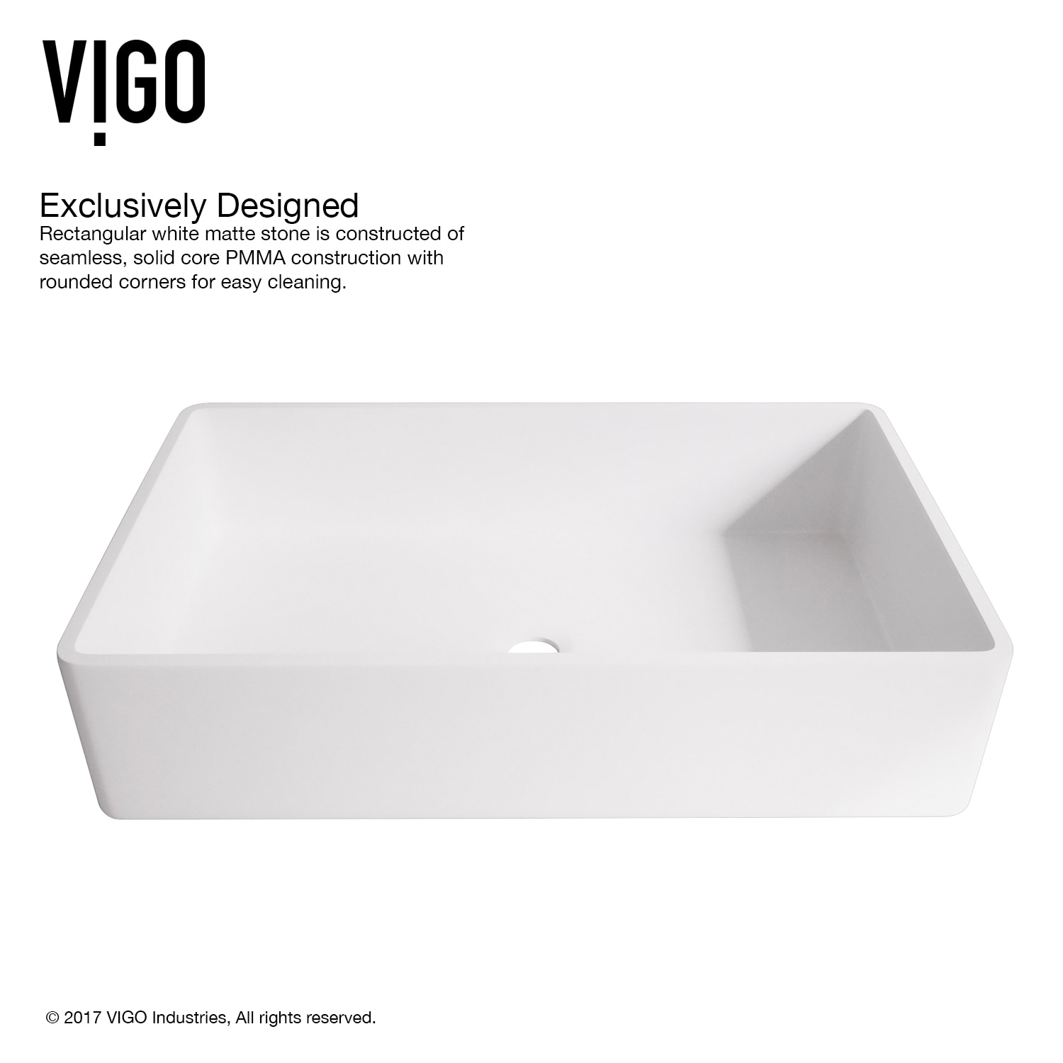 Magnolia 21" Matte White Rectangular Acrylic Vessel Sink