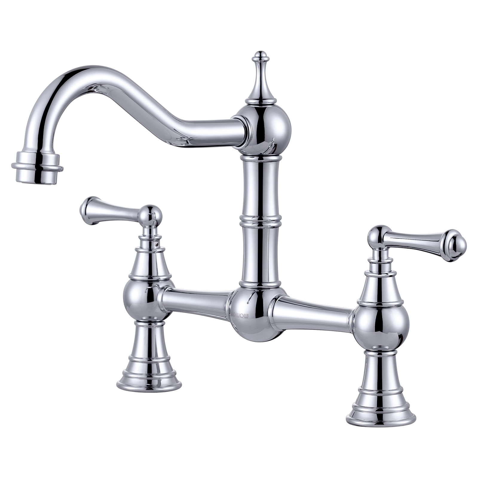 WOWOW bridge faucet Chrome Double Handle Bridge Kitchen Faucet in the ...